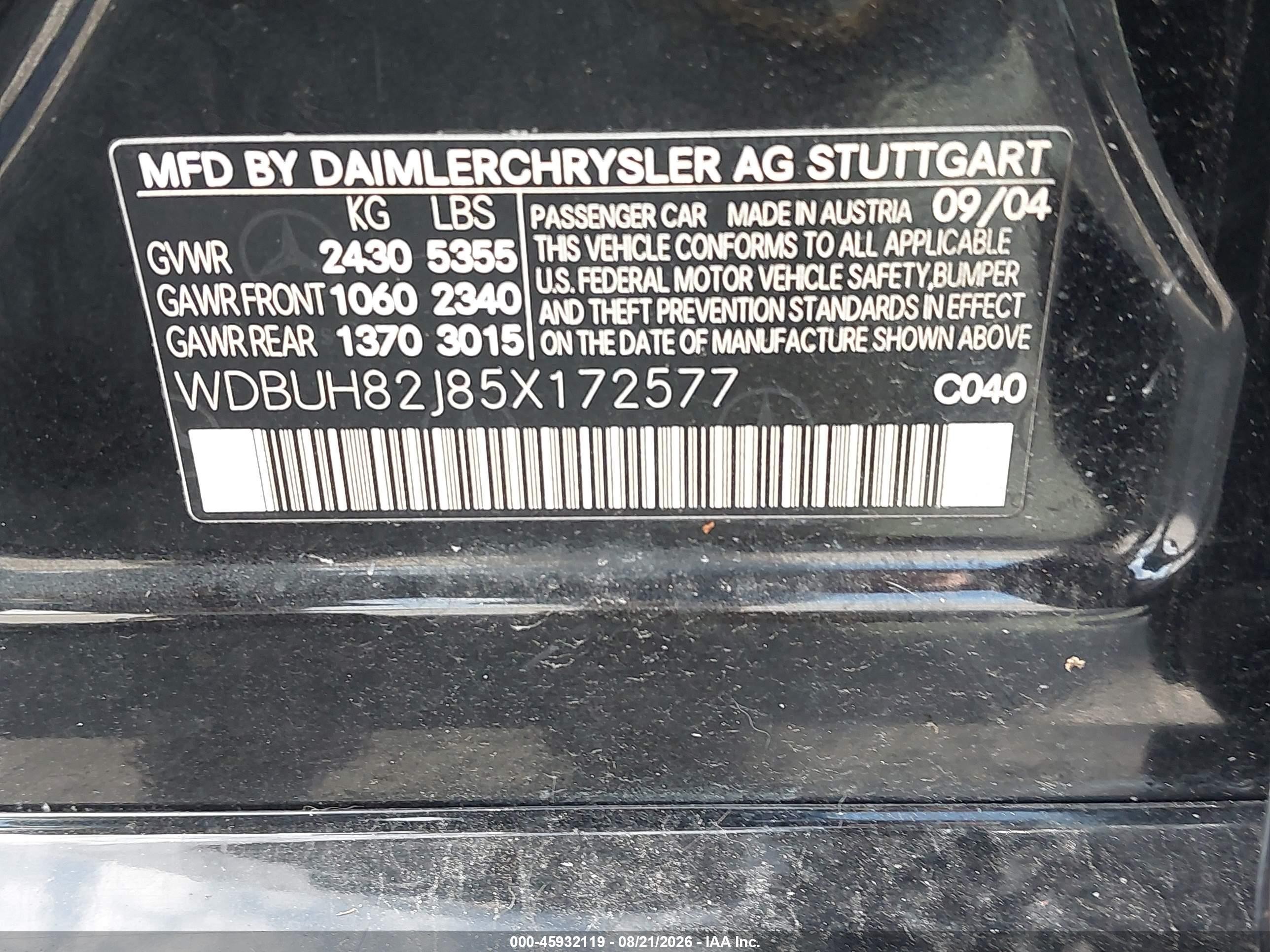 2005 Mercedes-benz E 320 4matic Black vin: WDBUH82J85X172577