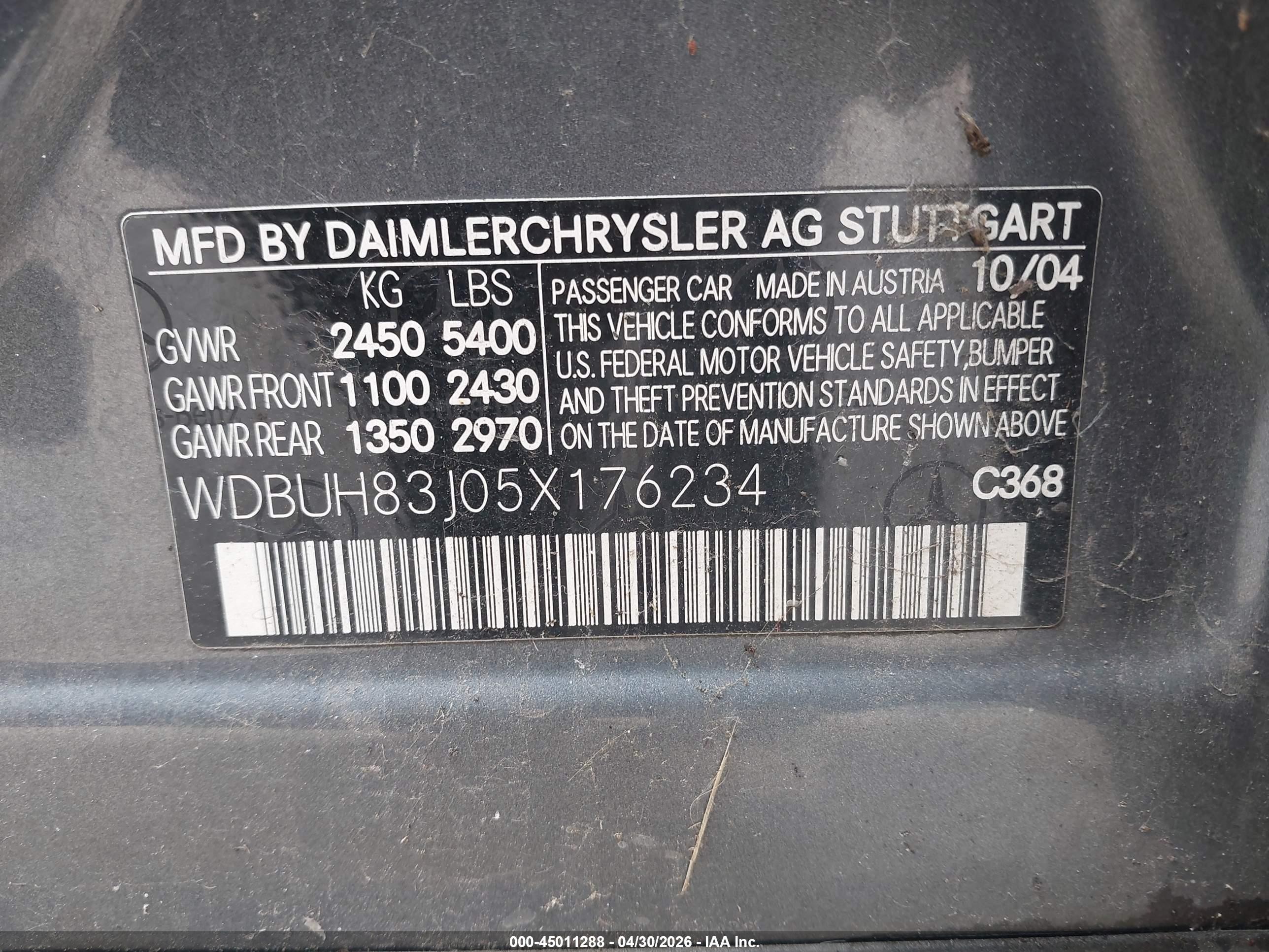 2005 Mercedes-benz E 500 4matic Серый vin: WDBUH83J05X176234