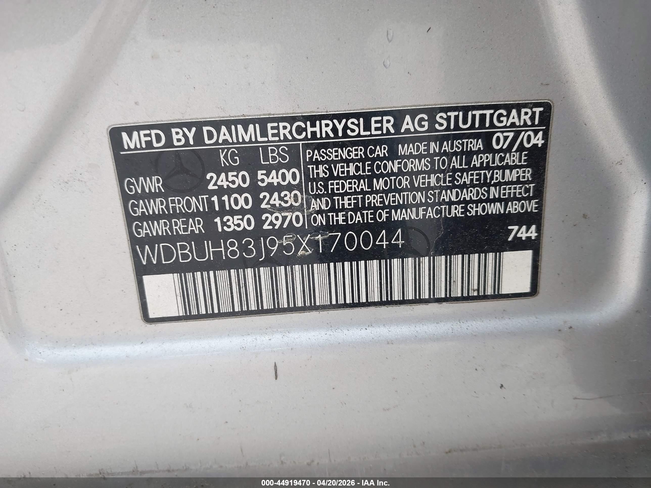 2005 Mercedes-benz E 500 4matic Silver vin: WDBUH83J95X170044