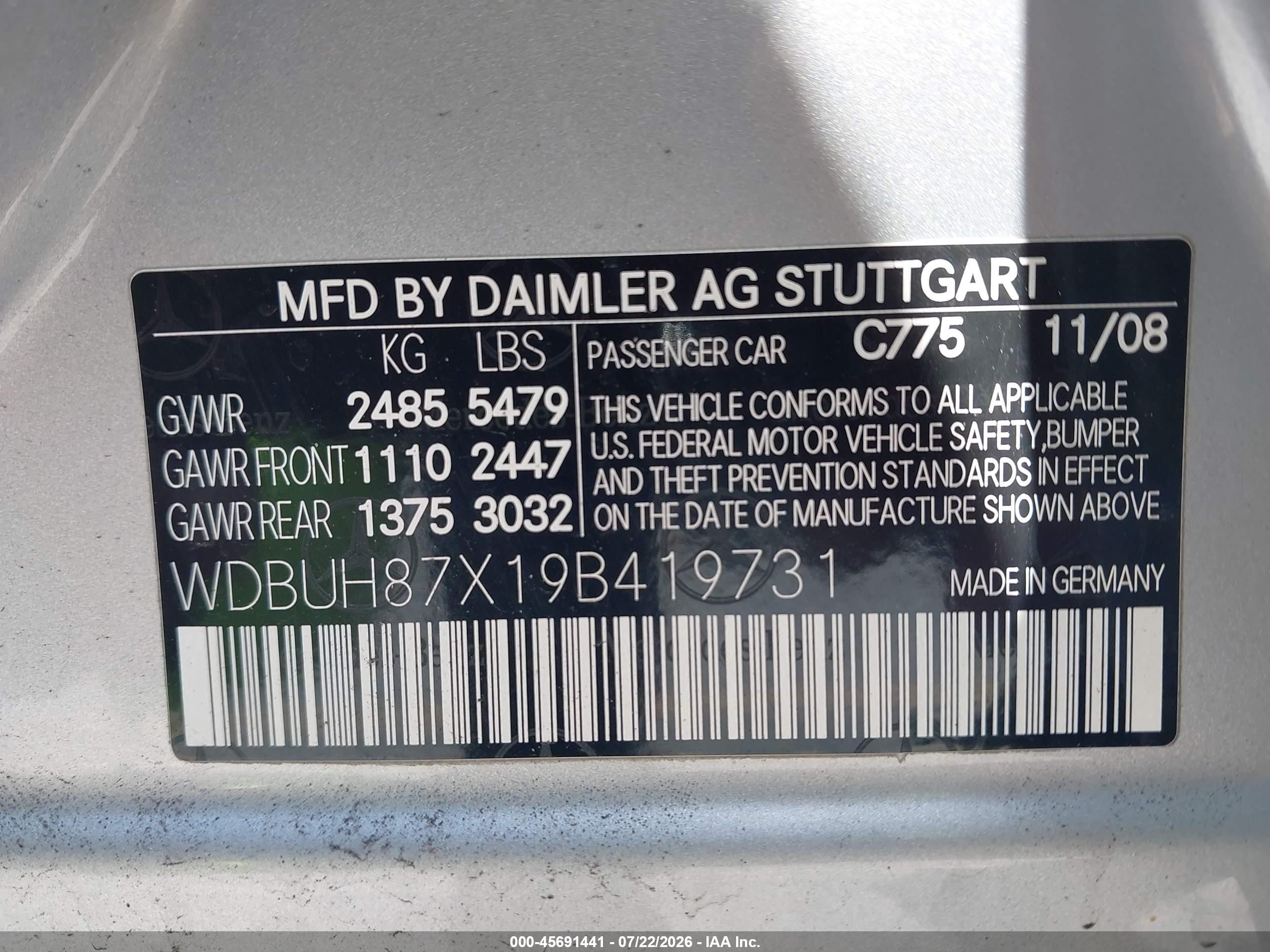 2009 Mercedes-benz E 350 4matic Серебряный vin: WDBUH87X19B419731
