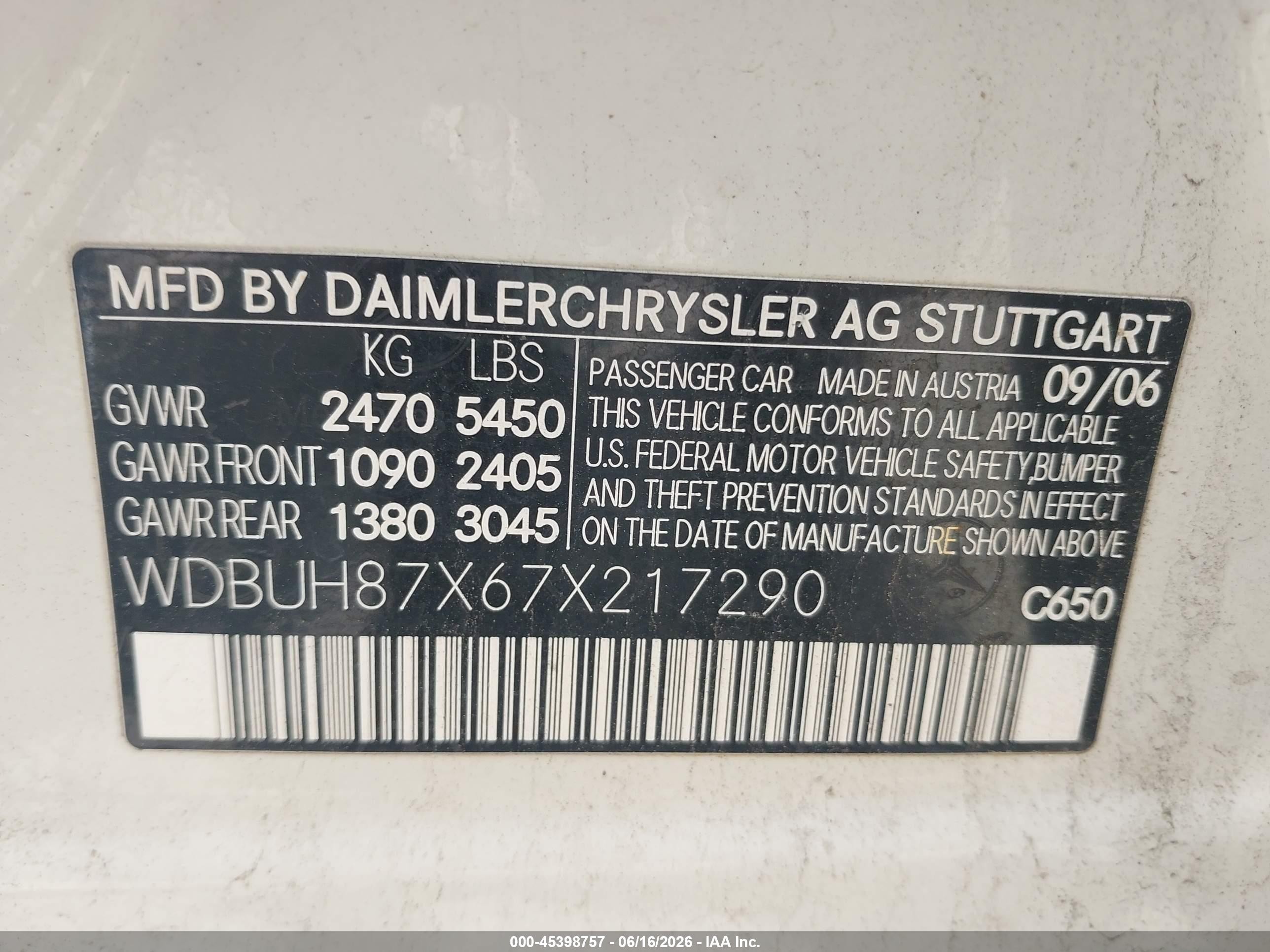 2007 Mercedes-benz E 350 4matic White vin: WDBUH87X67X217290