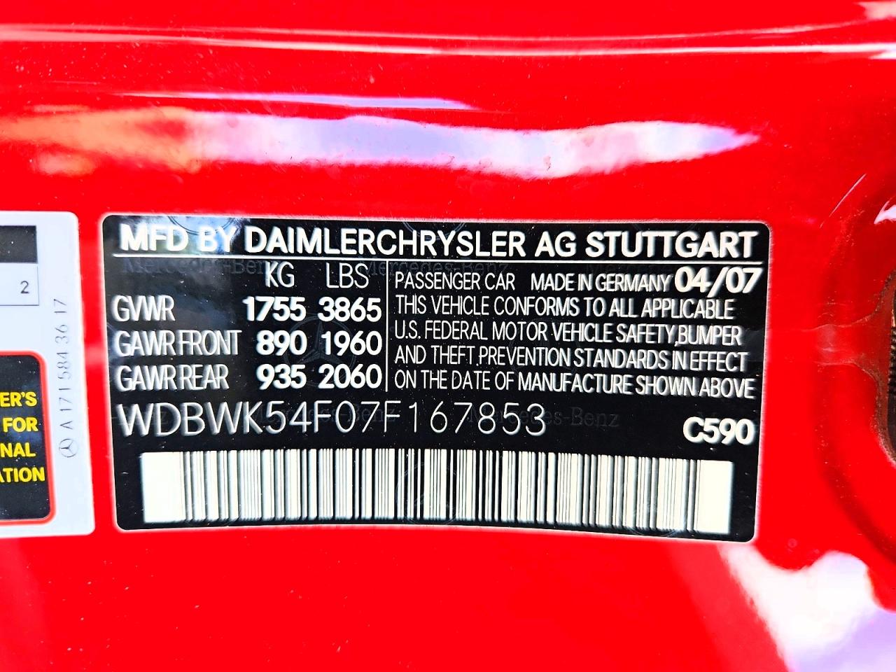 2007 Mercedes-benz Slk 280 Red vin: WDBWK54F07F167853