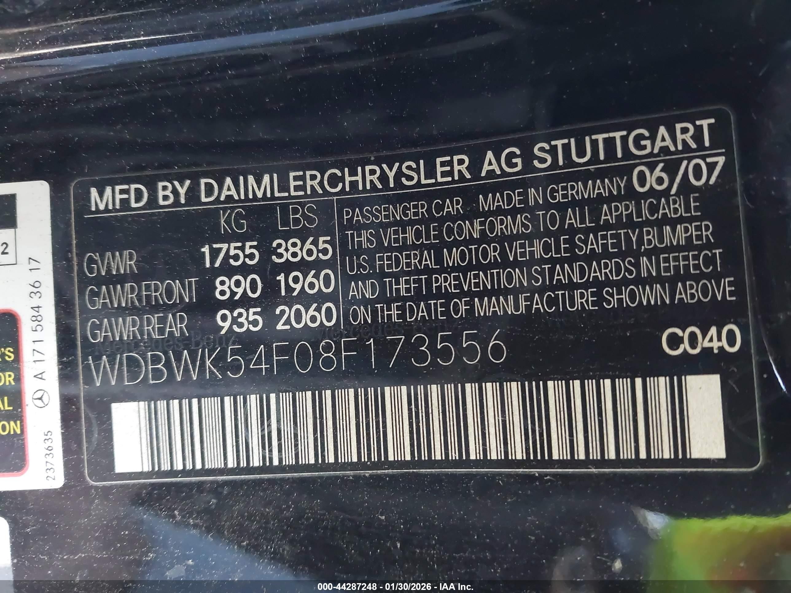 2008 Mercedes-benz Slk 280   Black vin: WDBWK54F08F173556