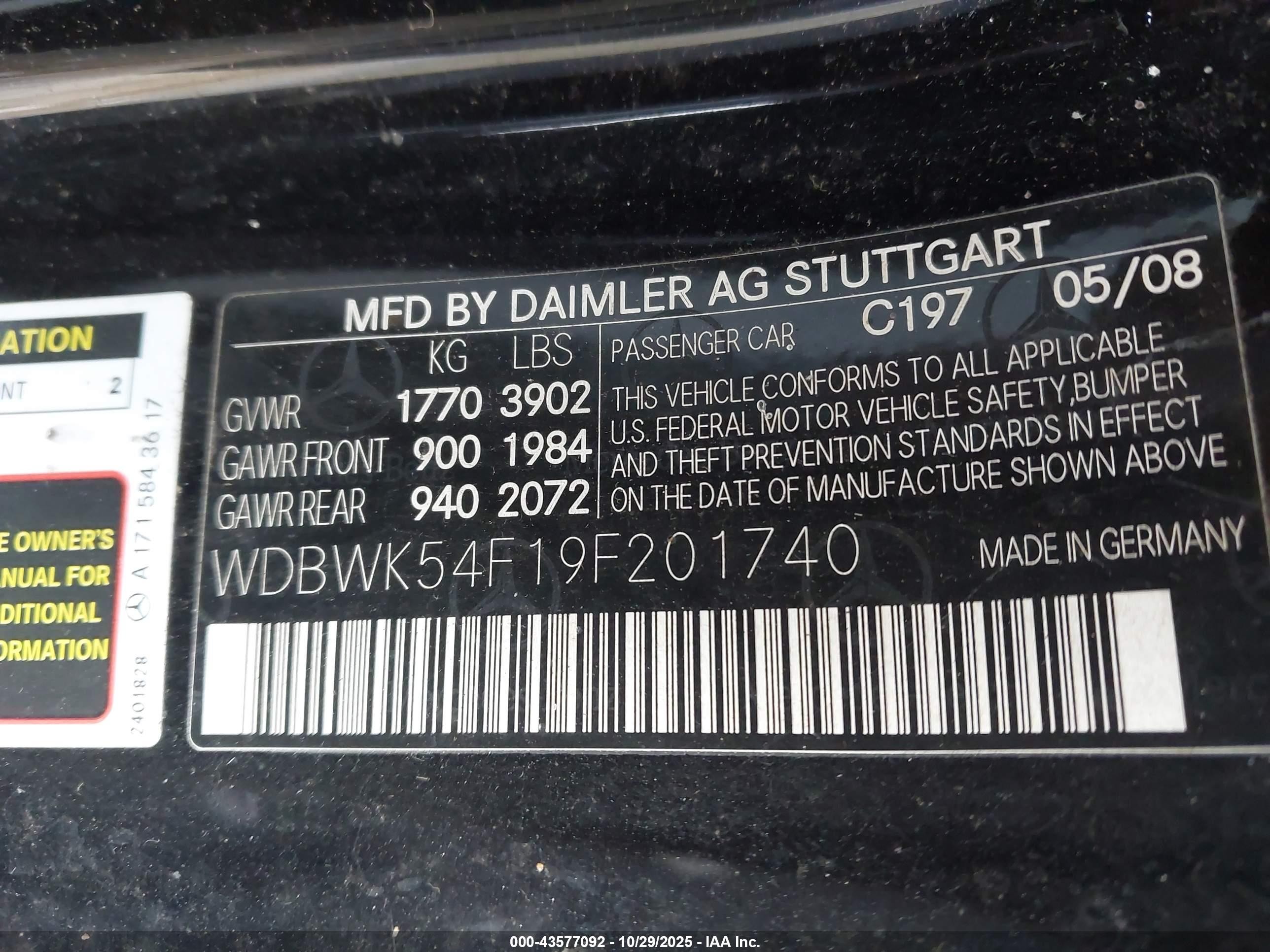 2009 Mercedes-benz Slk 300   Black vin: WDBWK54F19F201740