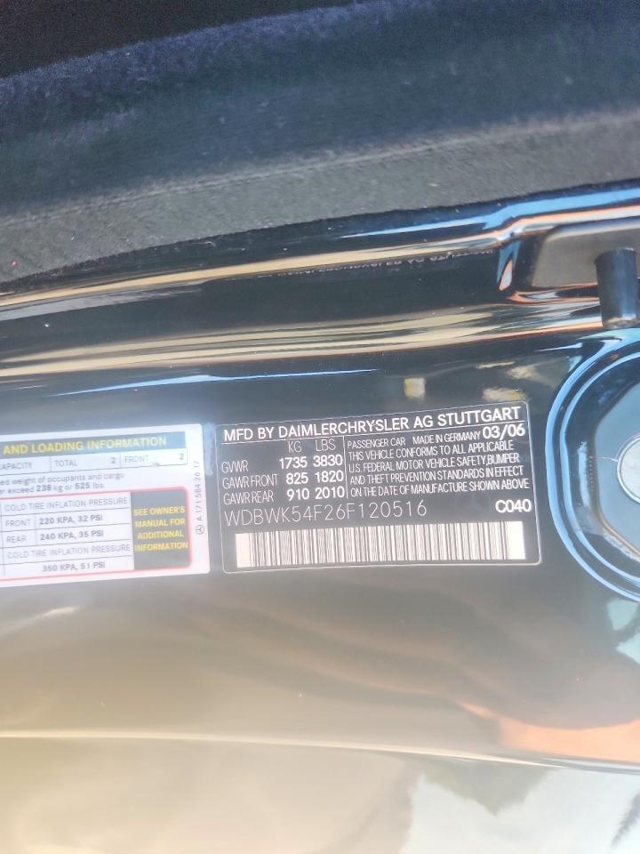 2006 Mercedes-benz Slk 280 Black vin: WDBWK54F26F120516
