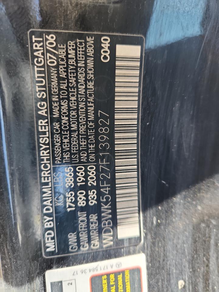 2007 Mercedes-benz Slk 280 Black vin: WDBWK54F27F139827