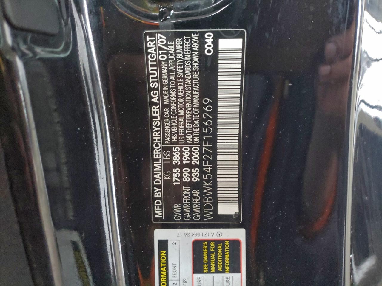 2007 Mercedes-benz Slk 280 Черный vin: WDBWK54F27F156269