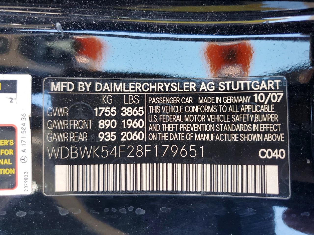 2008 Mercedes-benz Slk 280 Black vin: WDBWK54F28F179651