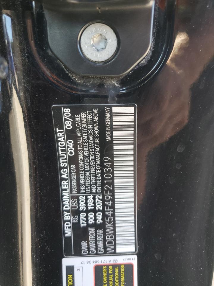 2009 Mercedes-benz Slk 300 Black vin: WDBWK54F49F210349