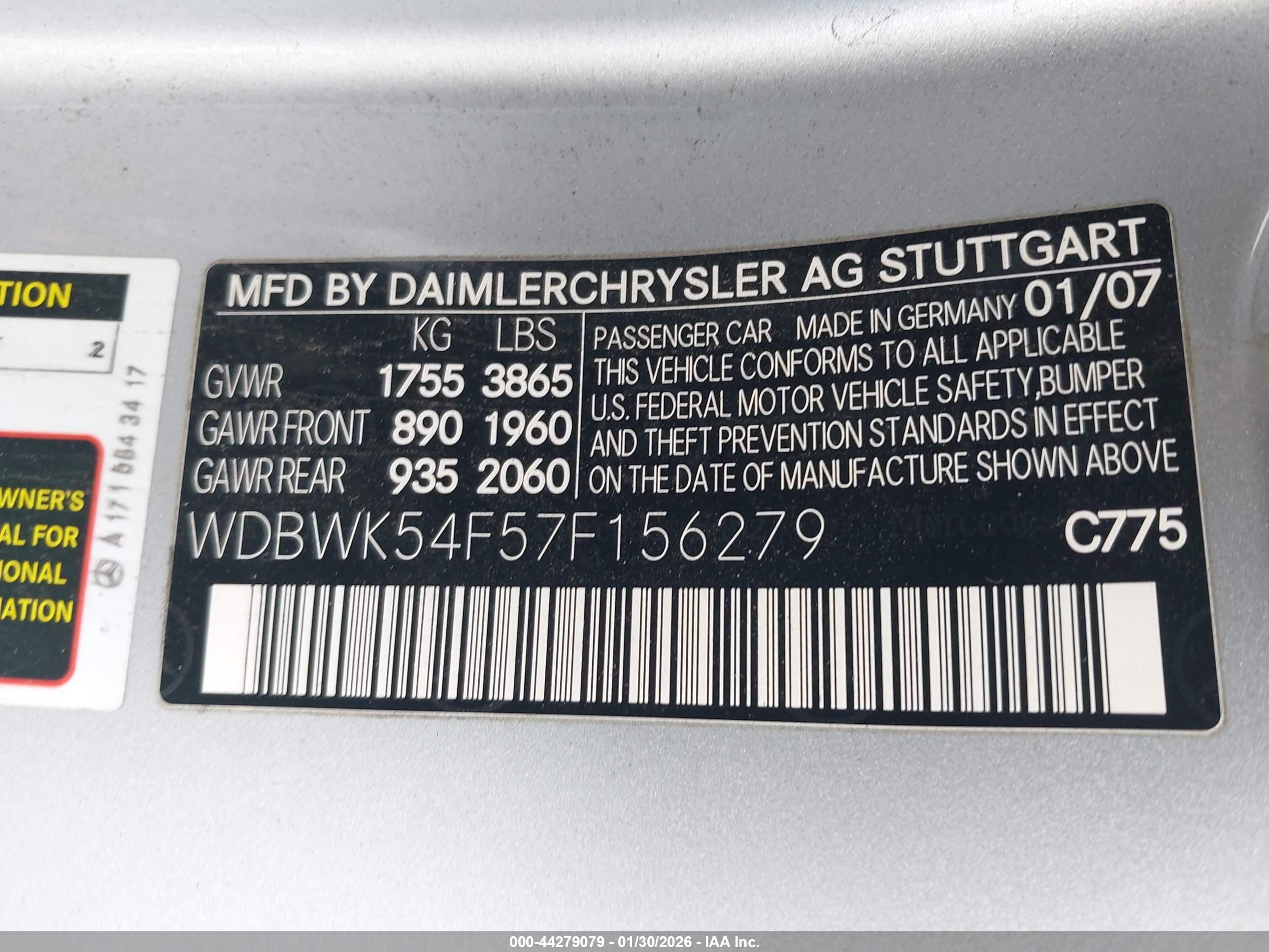 2007 Mercedes-benz Slk 280   Silver vin: WDBWK54F57F156279