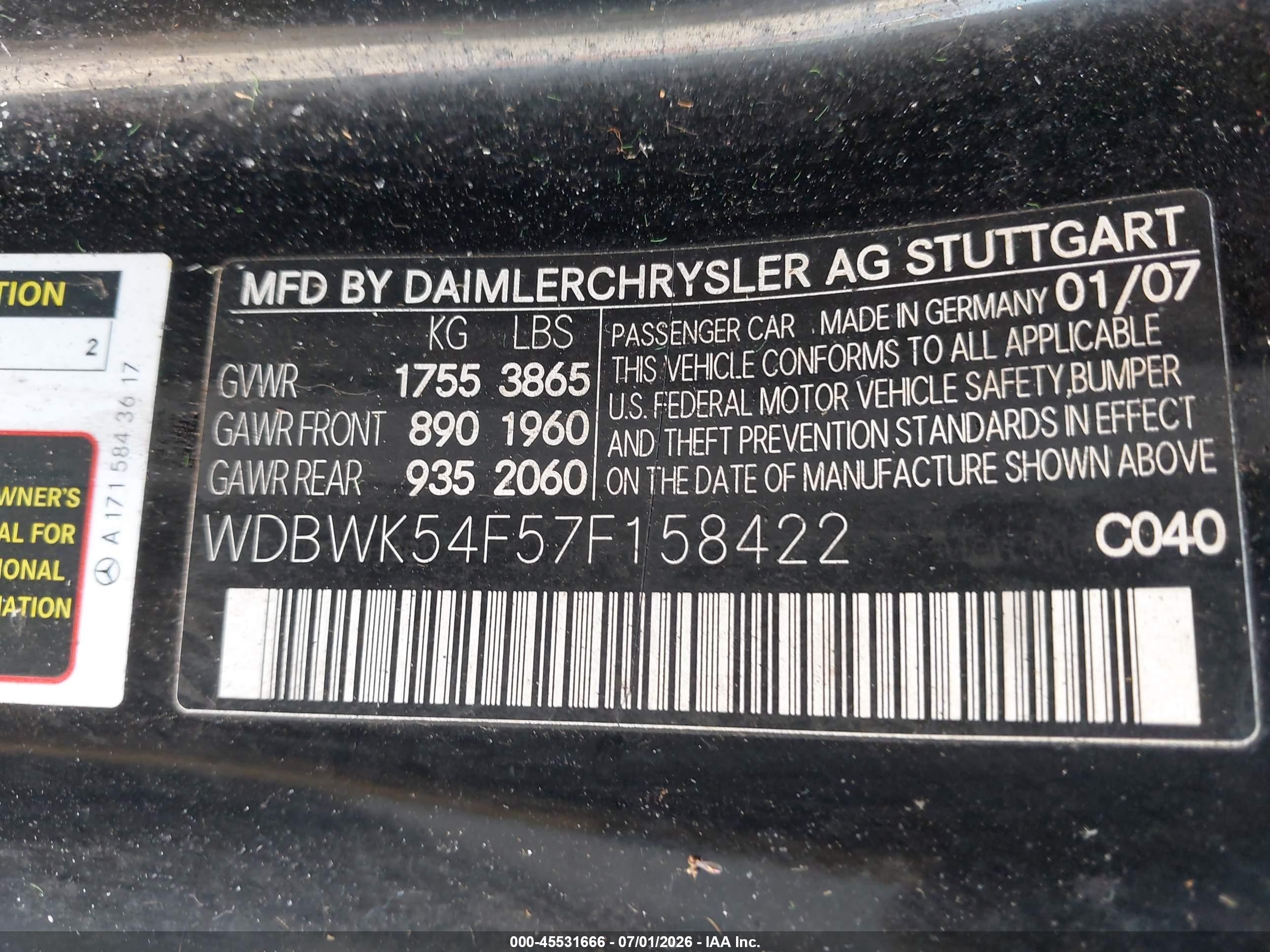 2007 Mercedes-benz Slk 280   Black vin: WDBWK54F57F158422