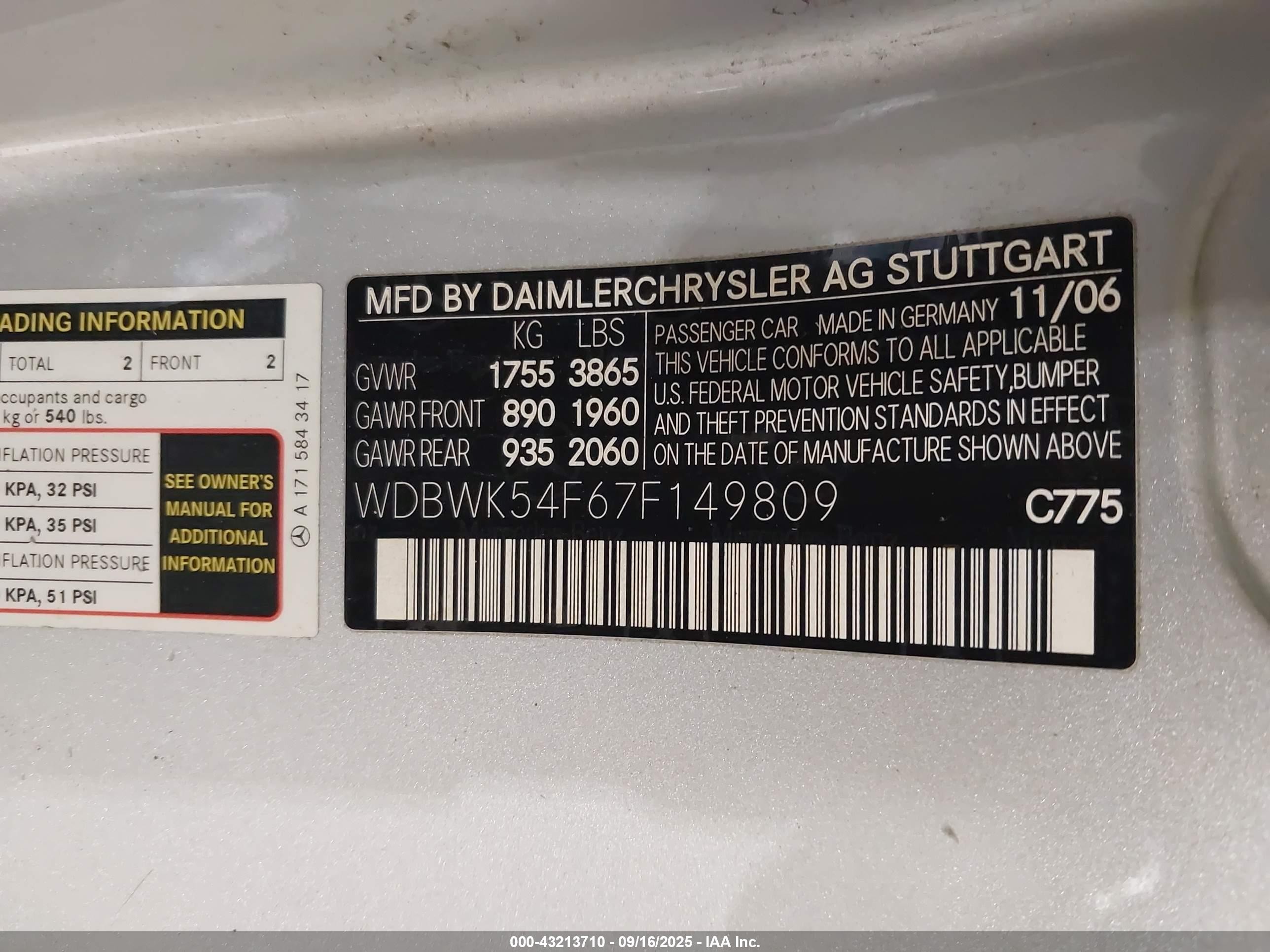 2007 Mercedes-benz Slk 280   Silver vin: WDBWK54F67F149809