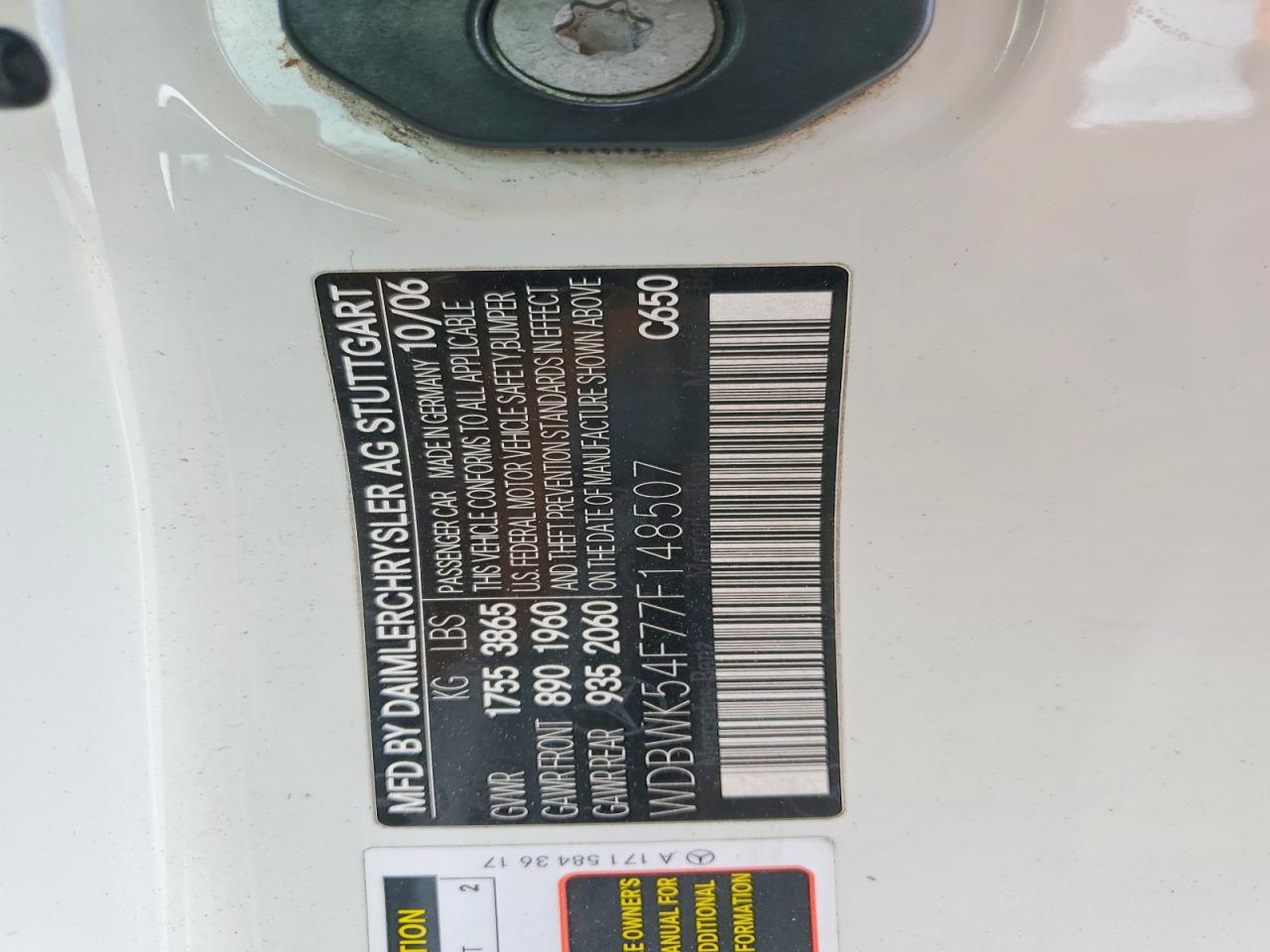 2007 Mercedes-benz Slk 280 Белый vin: WDBWK54F77F148507