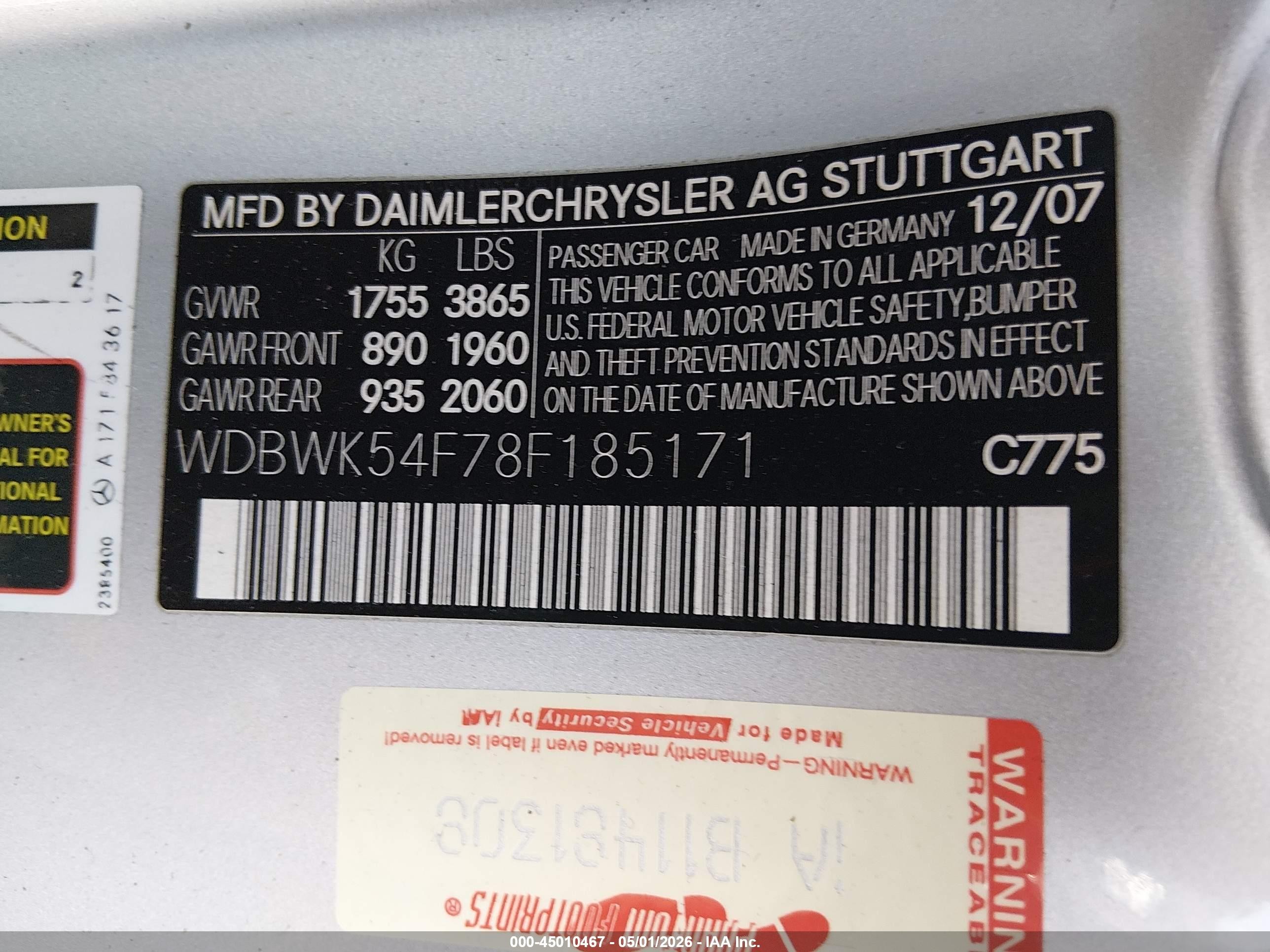 2008 Mercedes-benz Slk 280 Silver vin: WDBWK54F78F185171