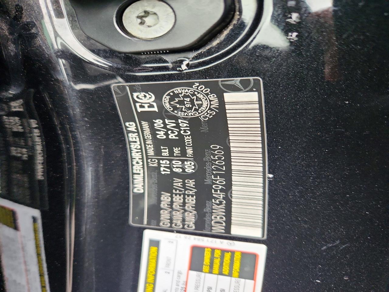 2006 Mercedes-benz Slk 280 Black vin: WDBWK54F96F126569