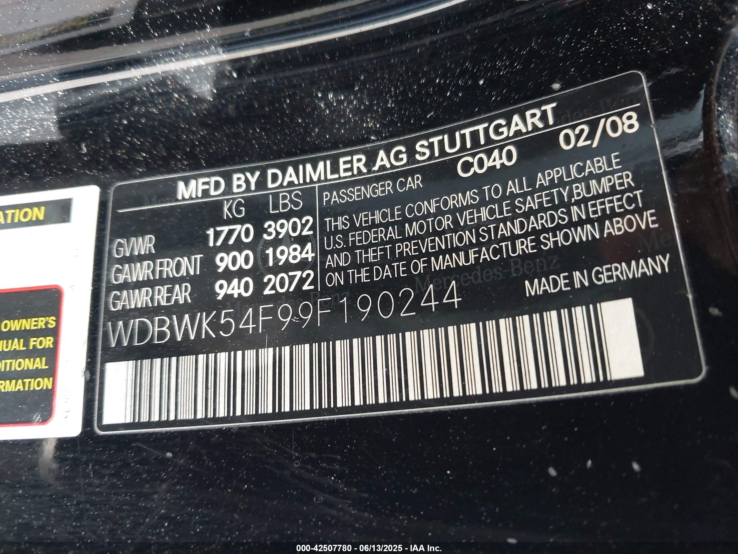 2009 Mercedes-benz Slk 300   Black vin: WDBWK54F99F190244
