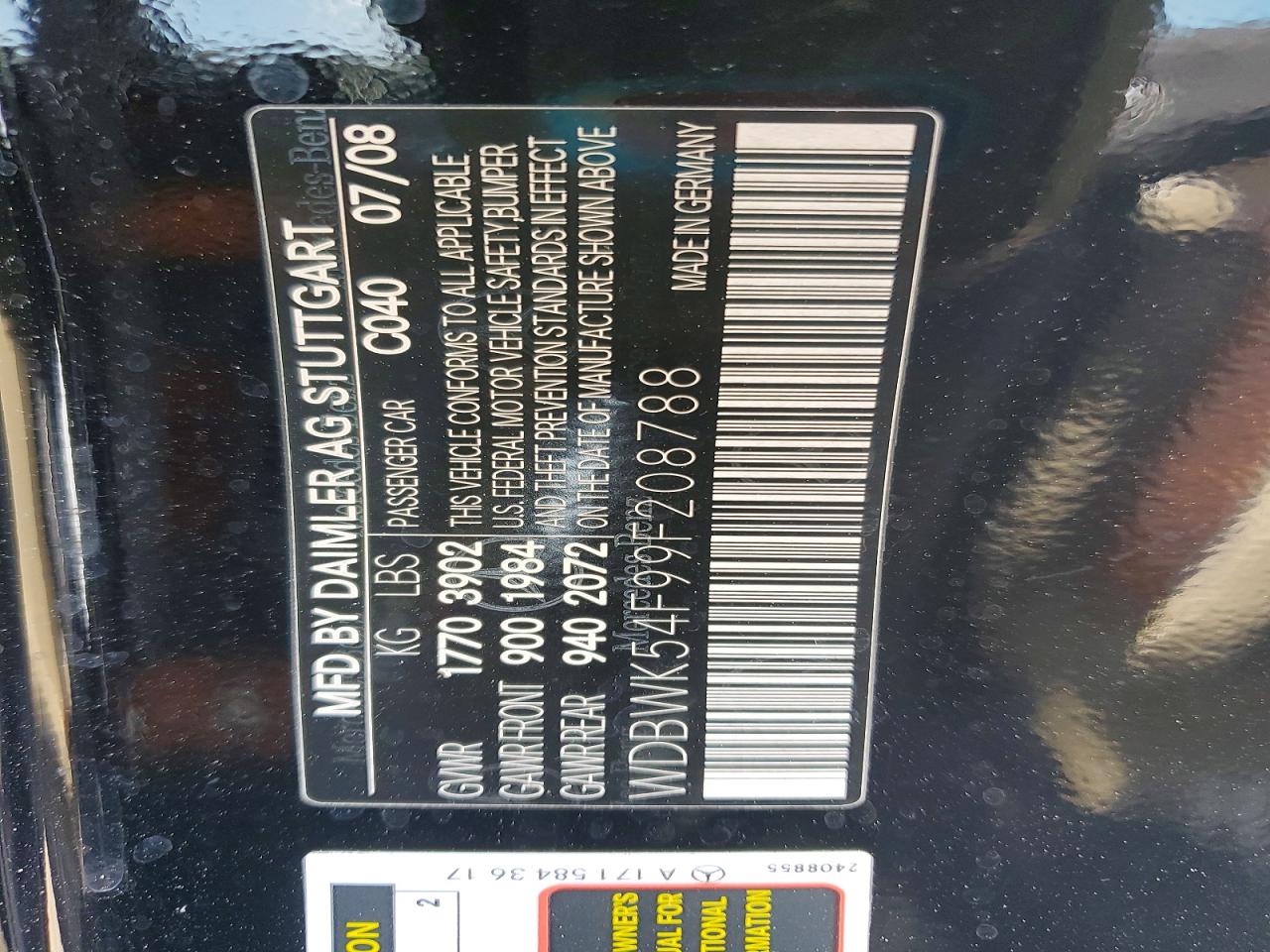 2009 Mercedes-benz Slk 300 Black vin: WDBWK54F99F208788