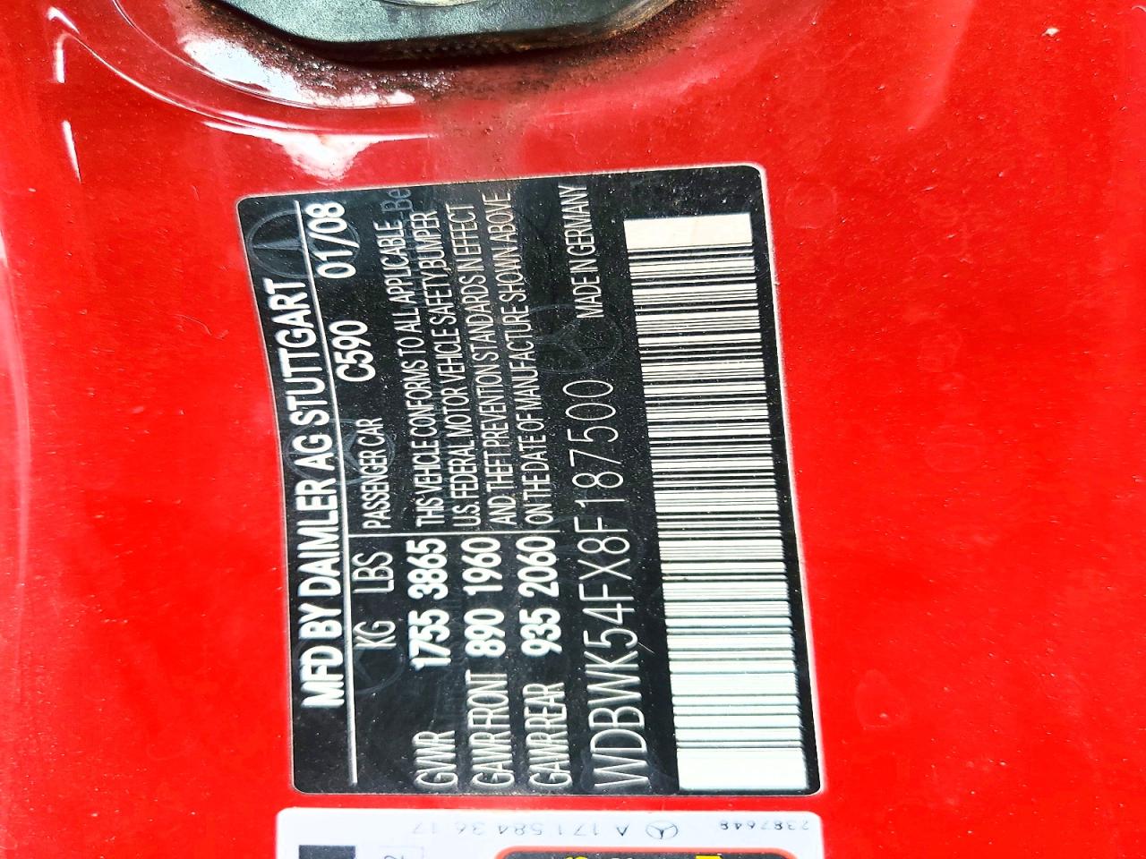 2008 Mercedes-benz Slk 280 Red vin: WDBWK54FX8F187500