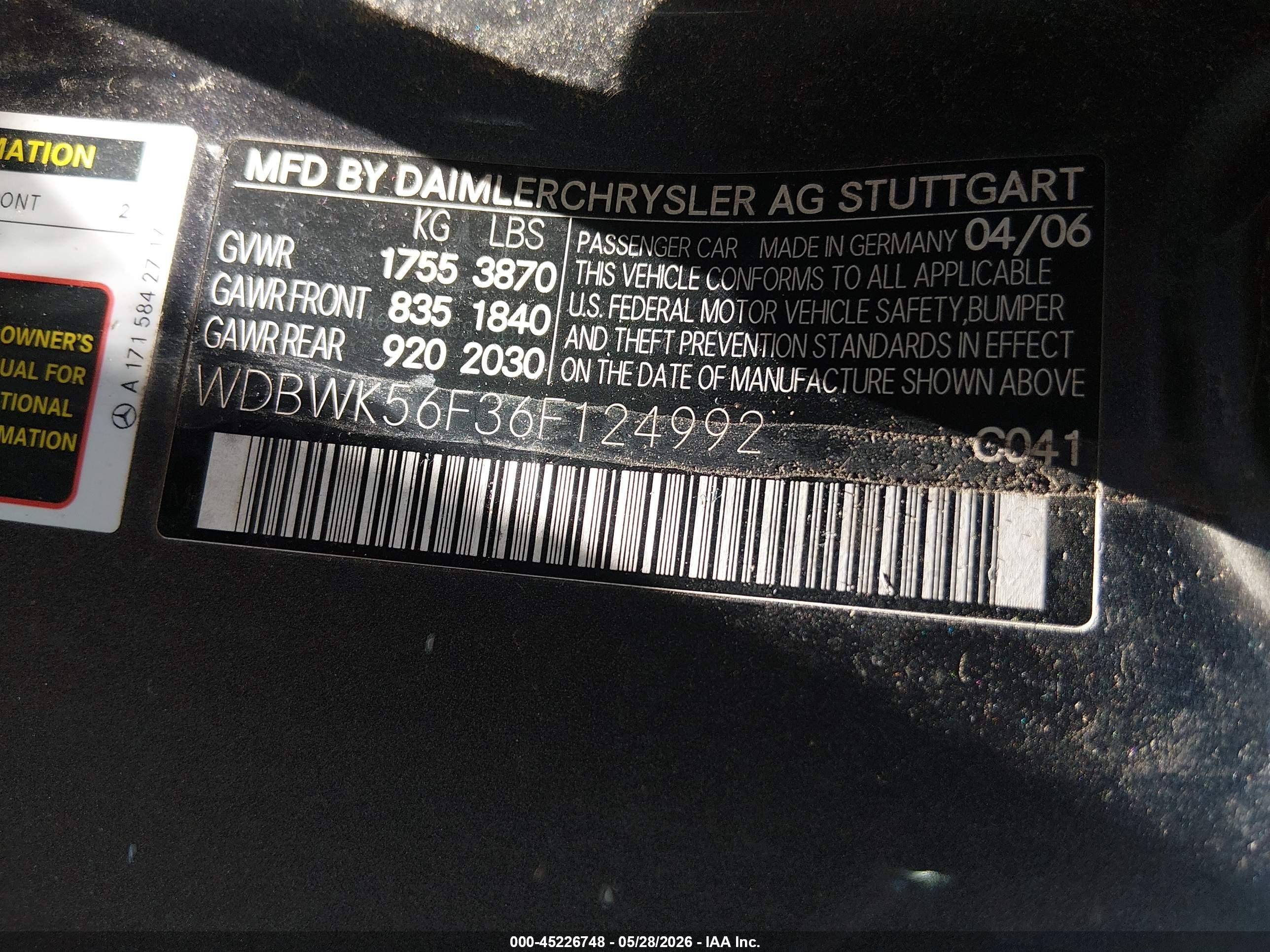 2006 Mercedes-benz Slk 350   Gray vin: WDBWK56F36F124992