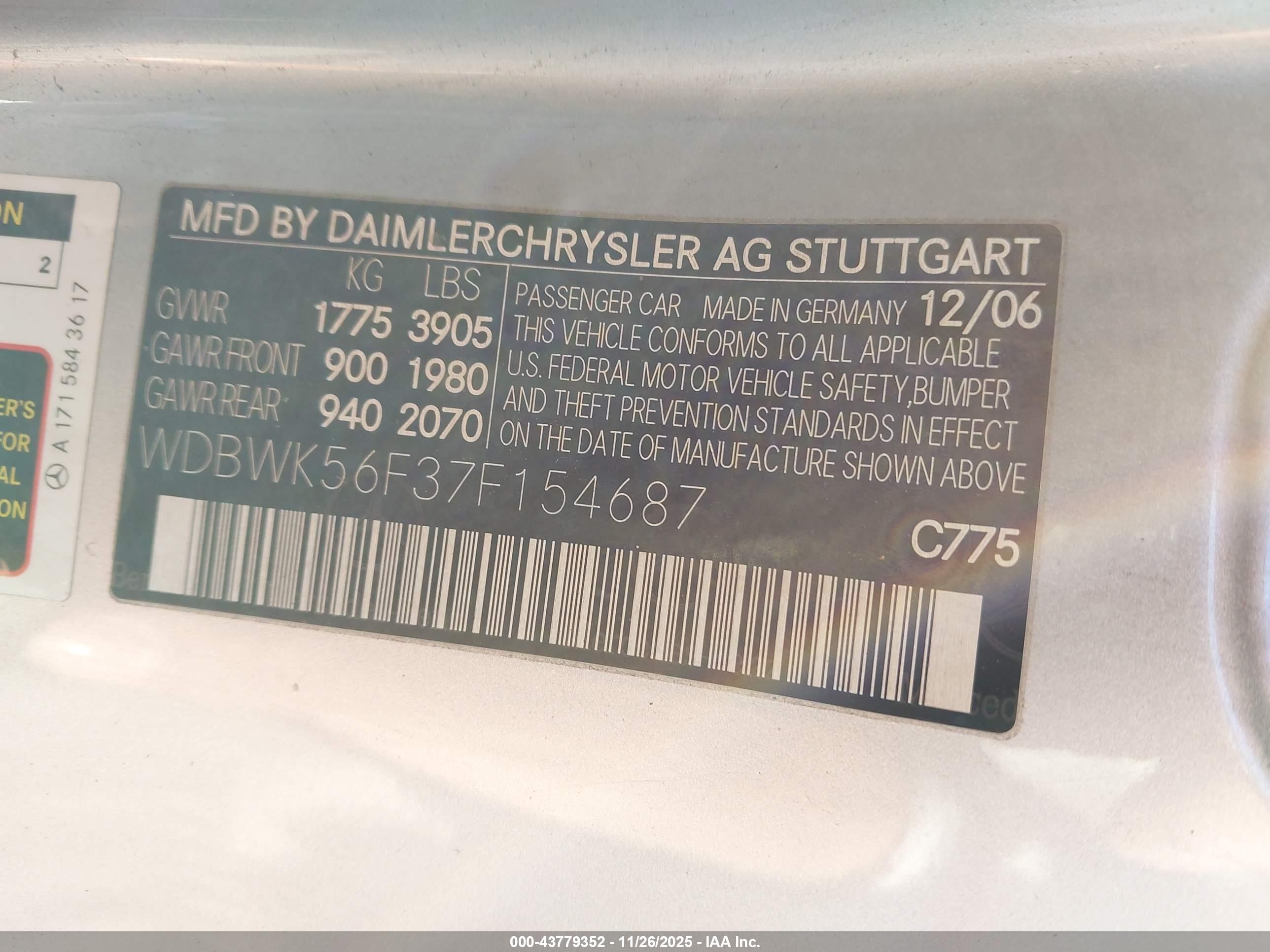 2007 Mercedes-benz Slk 350   Silver vin: WDBWK56F37F154687