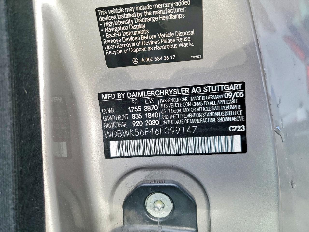 2006 Mercedes-benz Slk 350 Silver vin: WDBWK56F46F099147