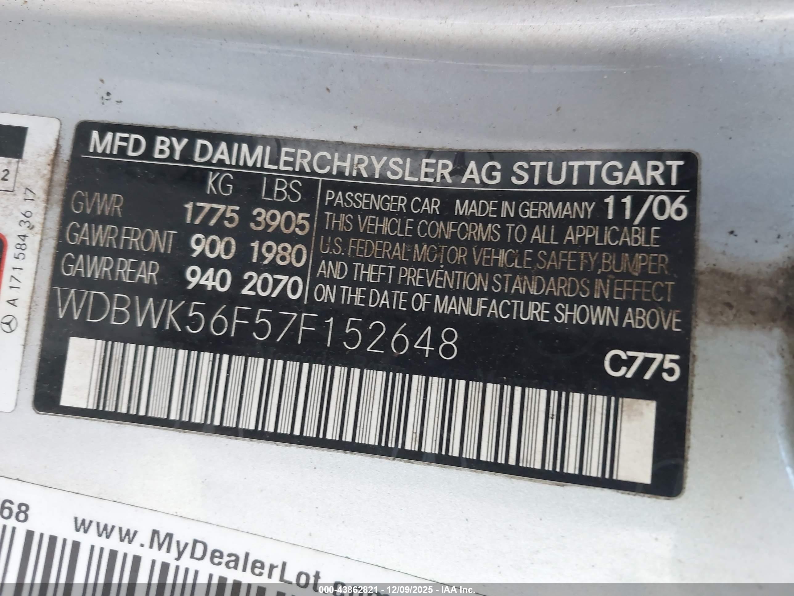2007 Mercedes-benz Slk 350   Silver vin: WDBWK56F57F152648