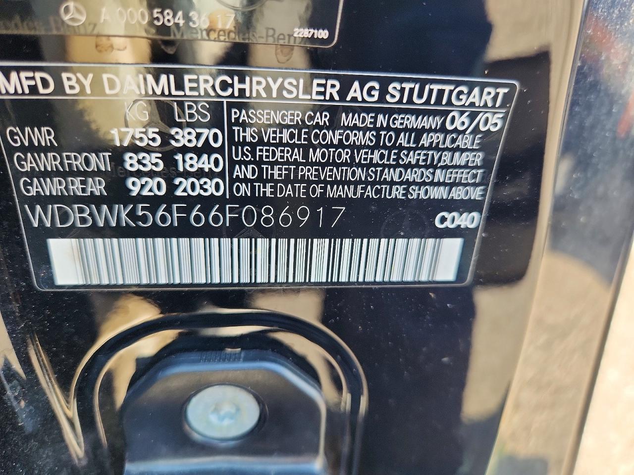 2006 Mercedes-benz Slk 350 Black vin: WDBWK56F66F086917