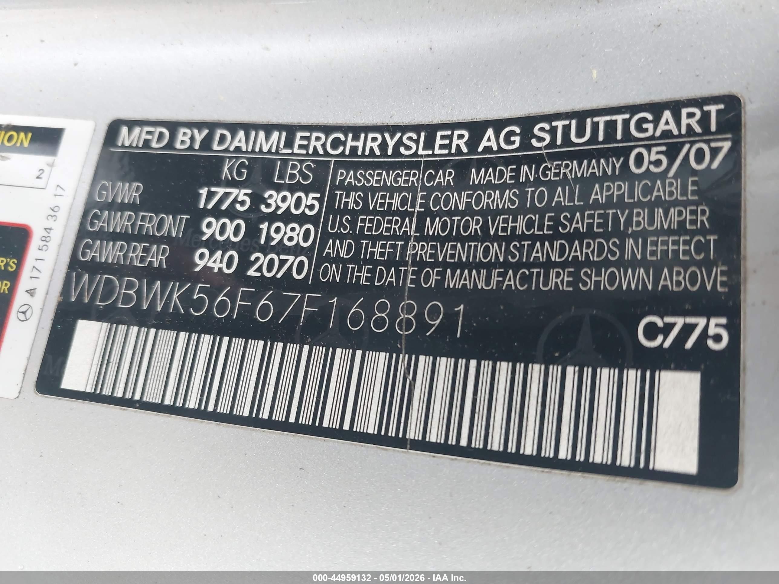 2007 Mercedes-benz Slk 350   Silver vin: WDBWK56F67F168891