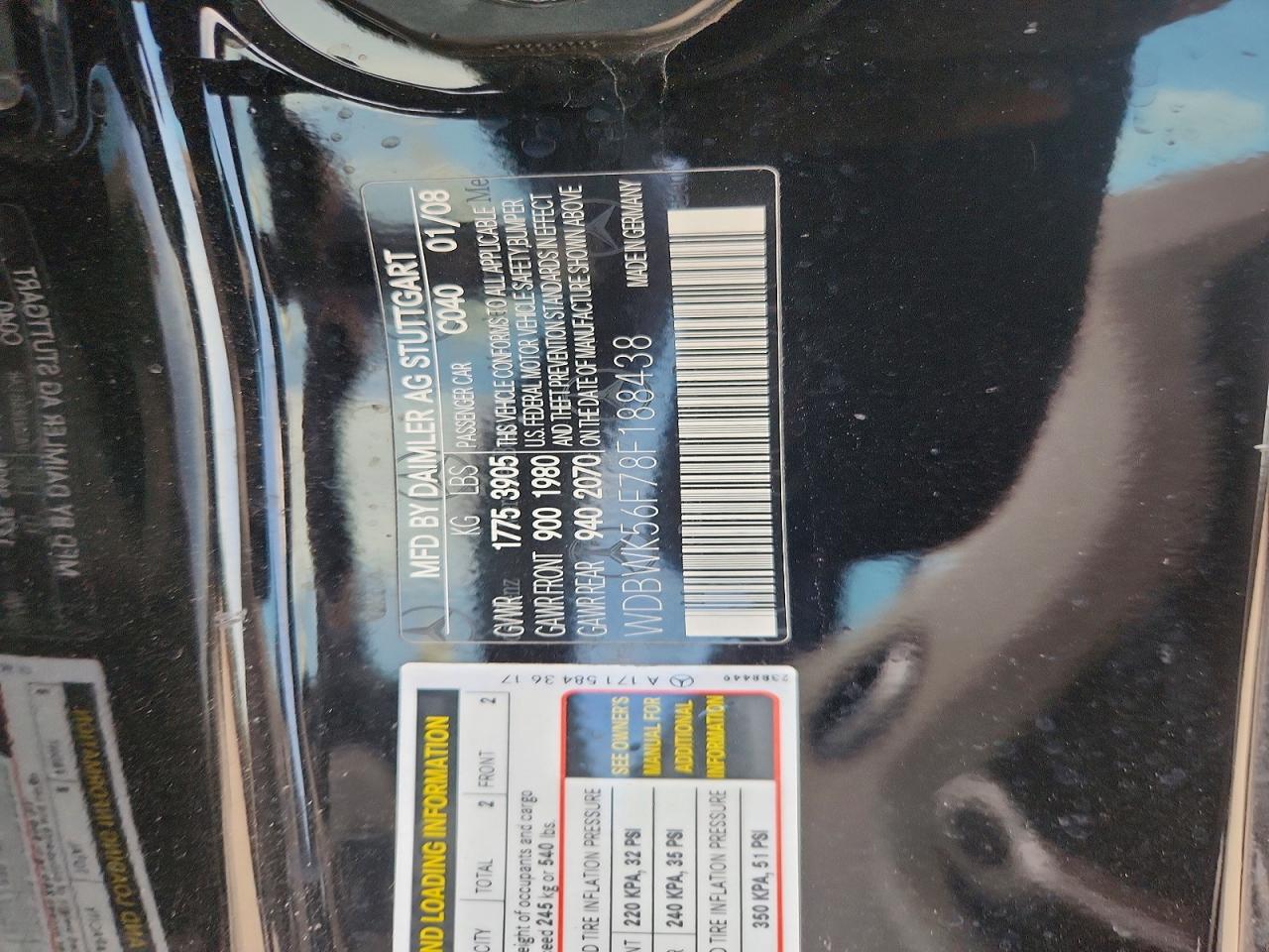 2008 Mercedes-benz Slk 350 Черный vin: WDBWK56F78F188438