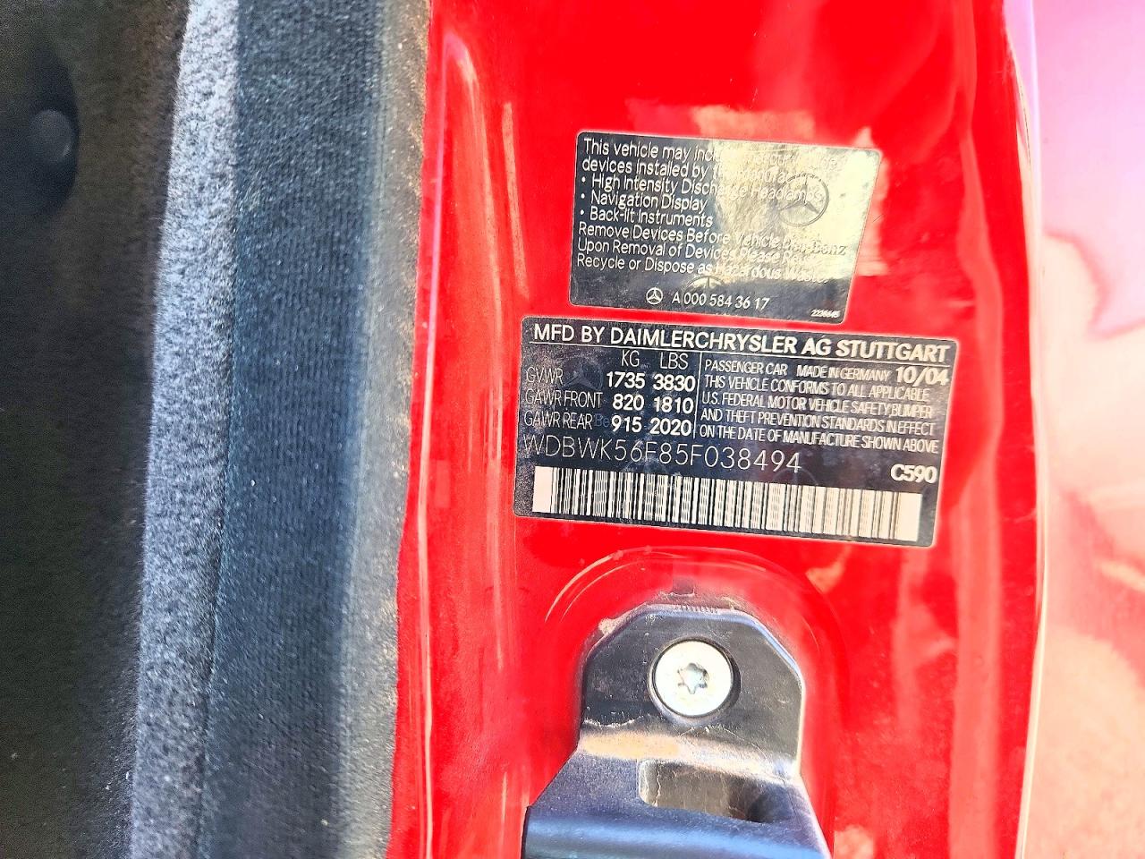 2005 Mercedes-benz Slk 350 Red vin: WDBWK56F85F038494