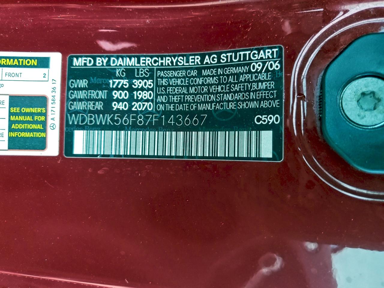 2007 Mercedes-benz Slk 350 Red vin: WDBWK56F87F143667