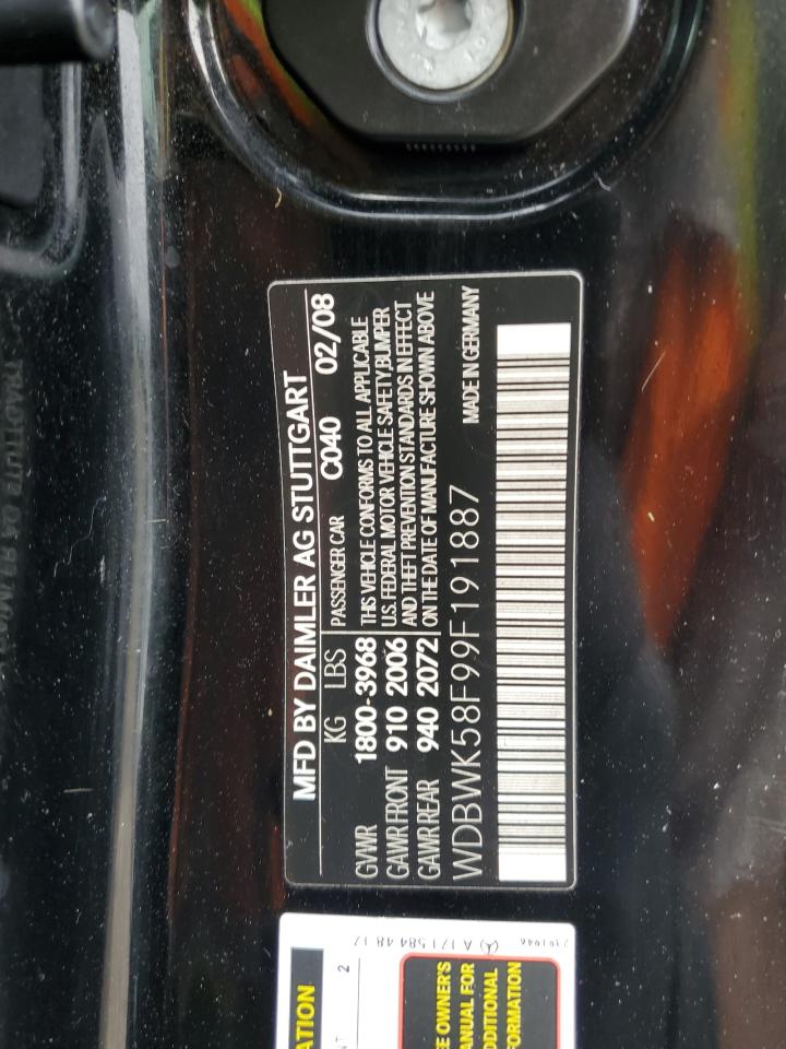 2009 Mercedes-benz Slk 350 Black vin: WDBWK58F99F191887