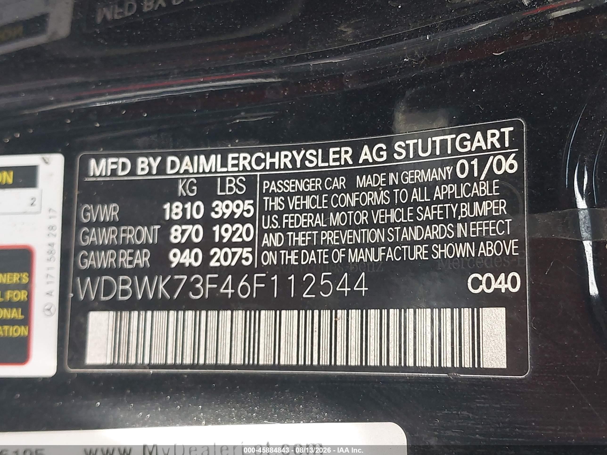 2006 Mercedes-benz Slk 55 Amg   Black vin: WDBWK73F46F112544