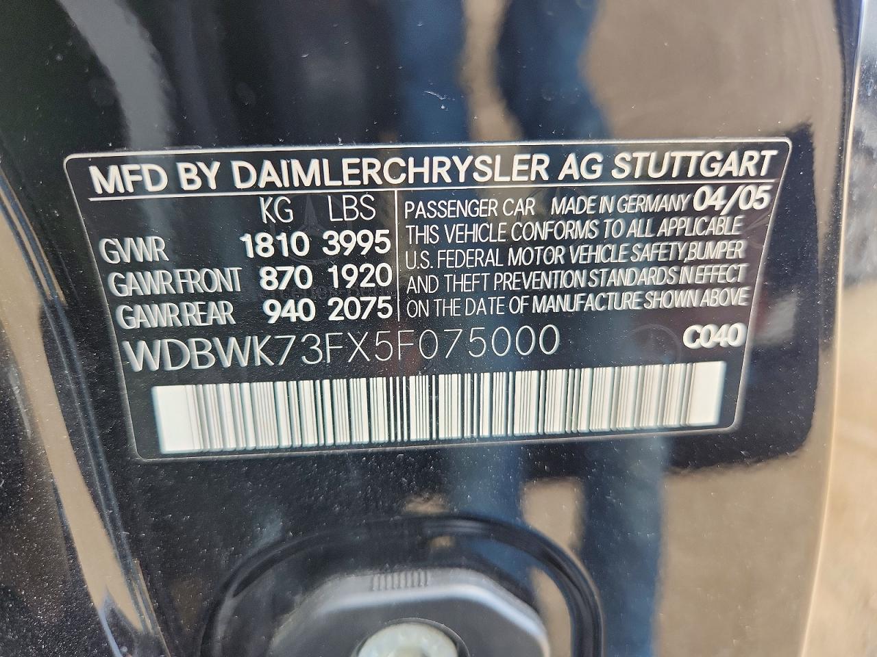 2005 Mercedes-benz Slk 55 Amg Black vin: WDBWK73FX5F075000