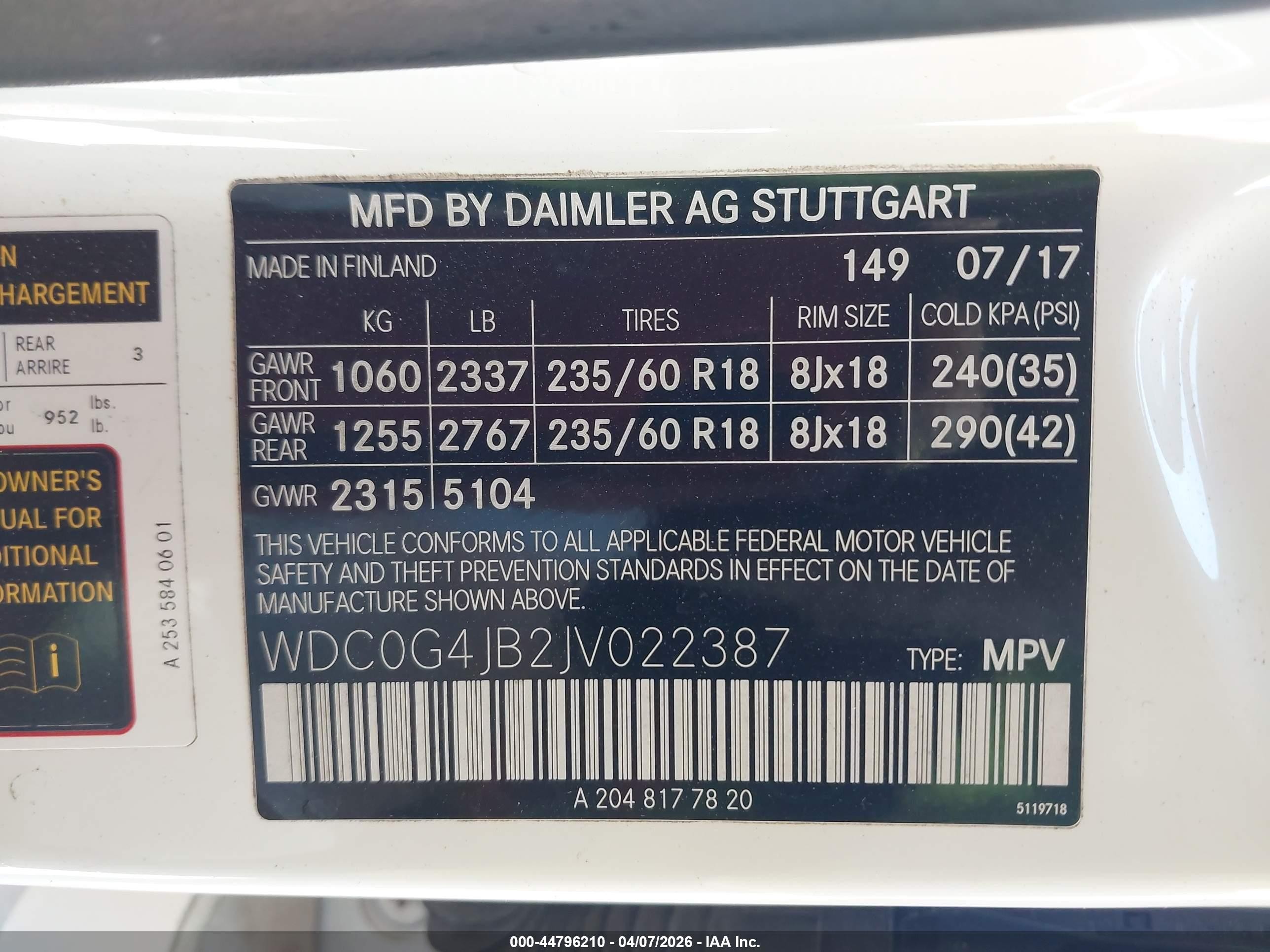 2018 Mercedes-benz Glc 300   White vin: WDC0G4JB2JV022387