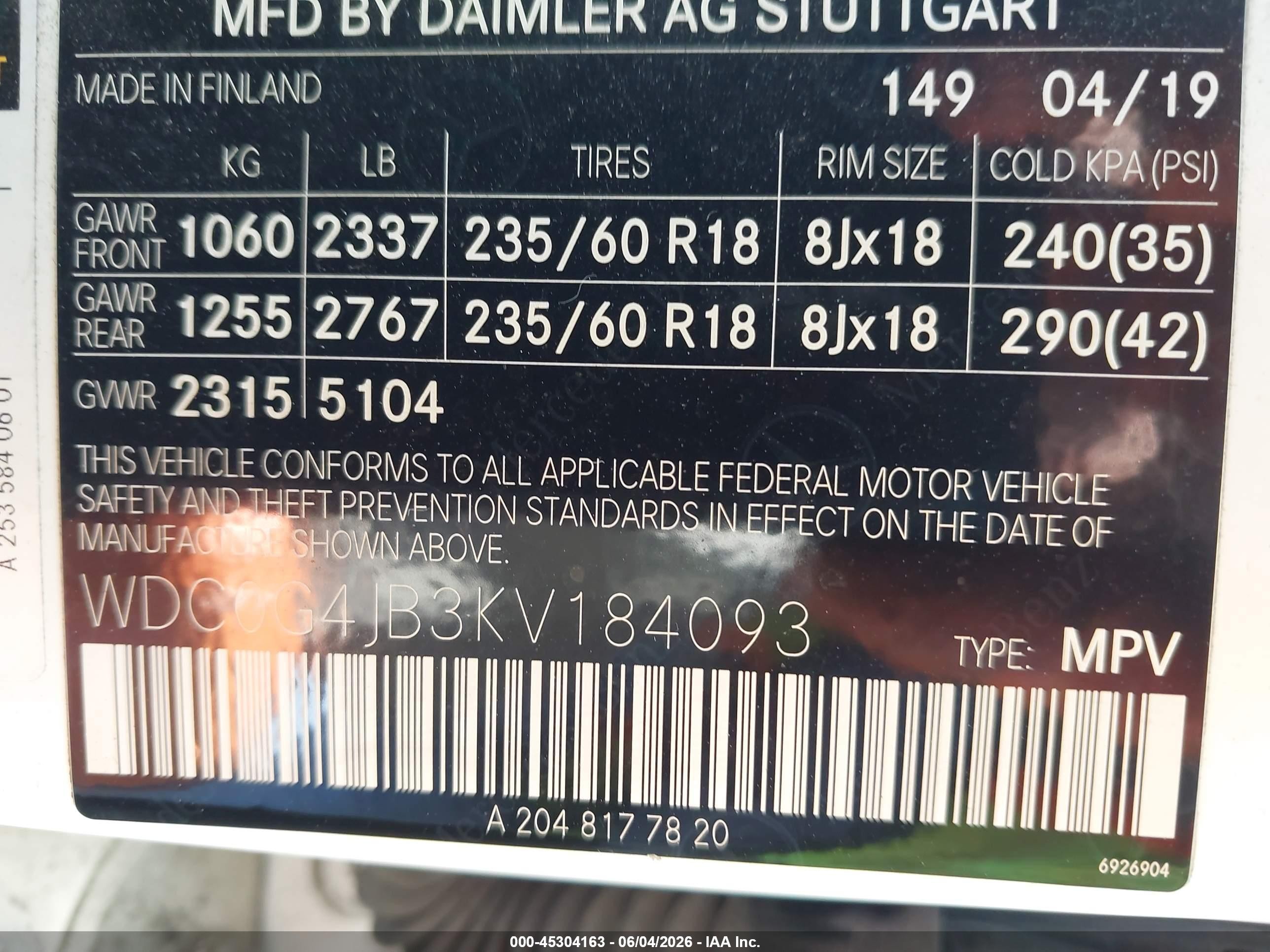 2019 Mercedes-benz Glc 300   White vin: WDC0G4JB3KV184093