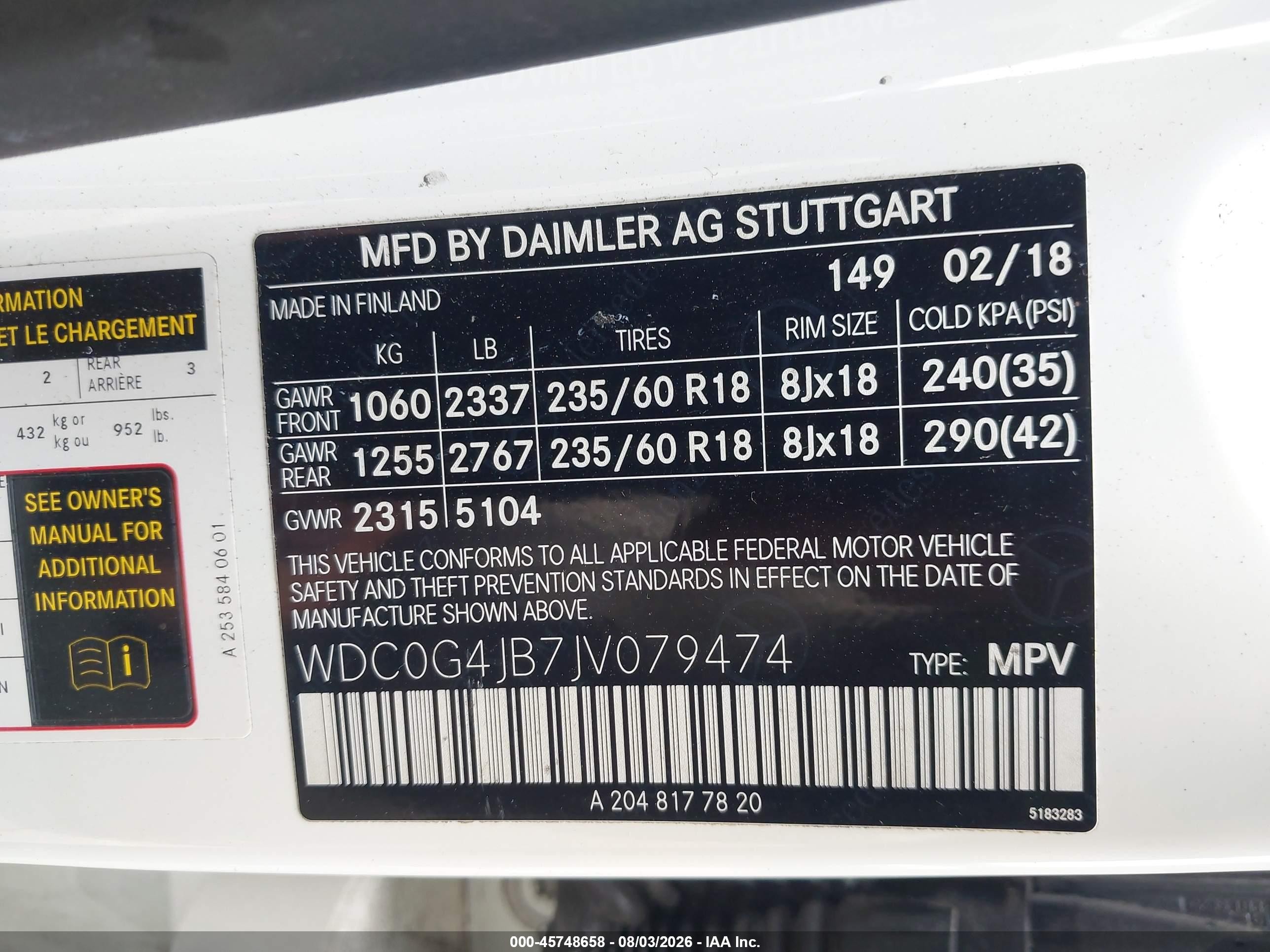 2018 Mercedes-benz Glc 300 White vin: WDC0G4JB7JV079474