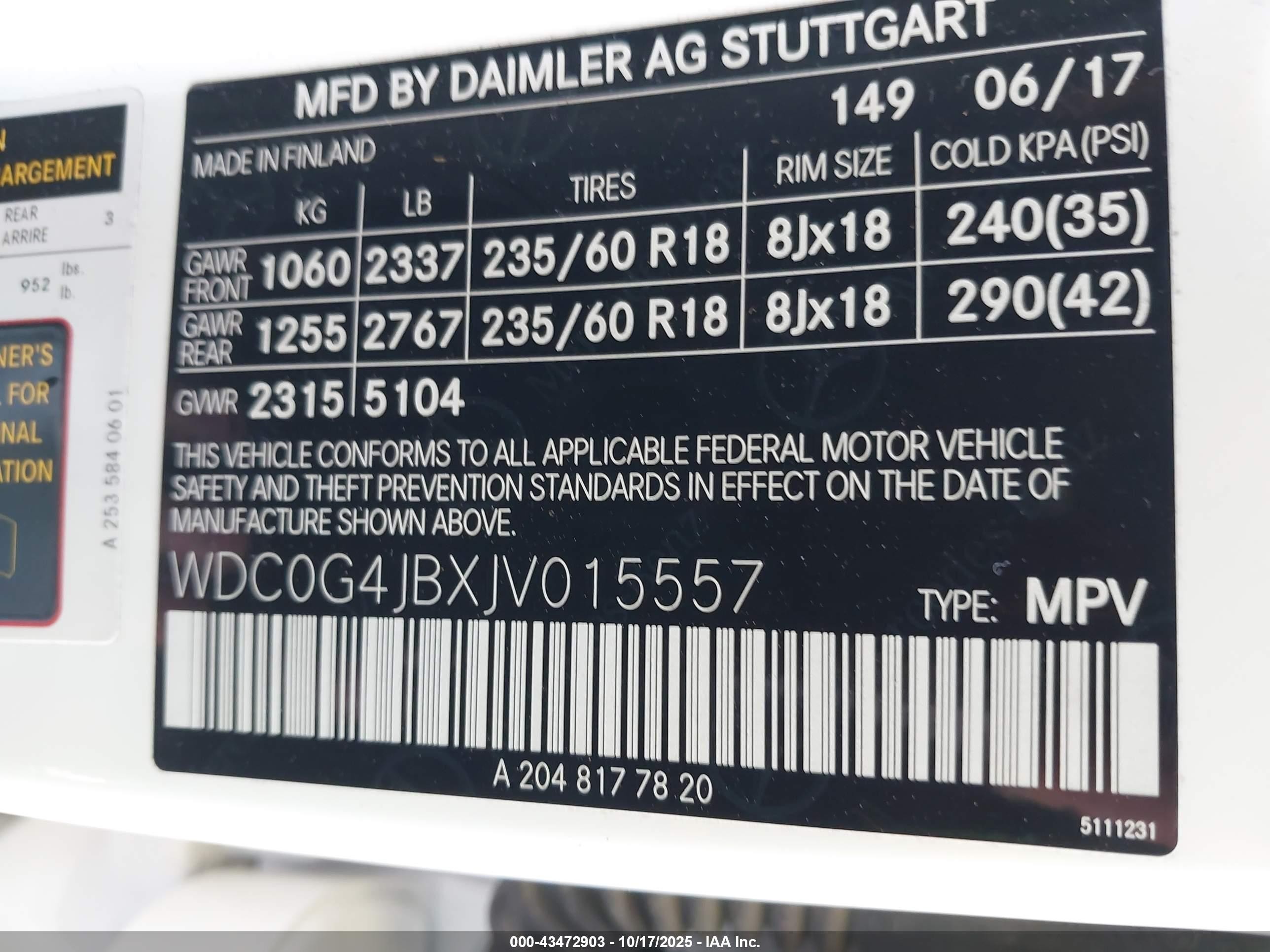 2018 Mercedes-benz Glc 300   White vin: WDC0G4JBXJV015557