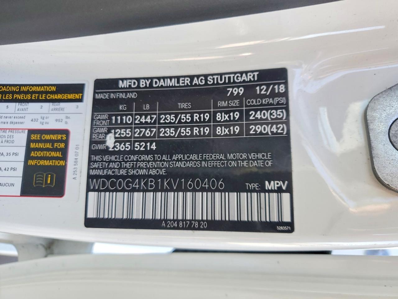 2019 Mercedes-benz Glc 300 4matic White vin: WDC0G4KB1KV160406