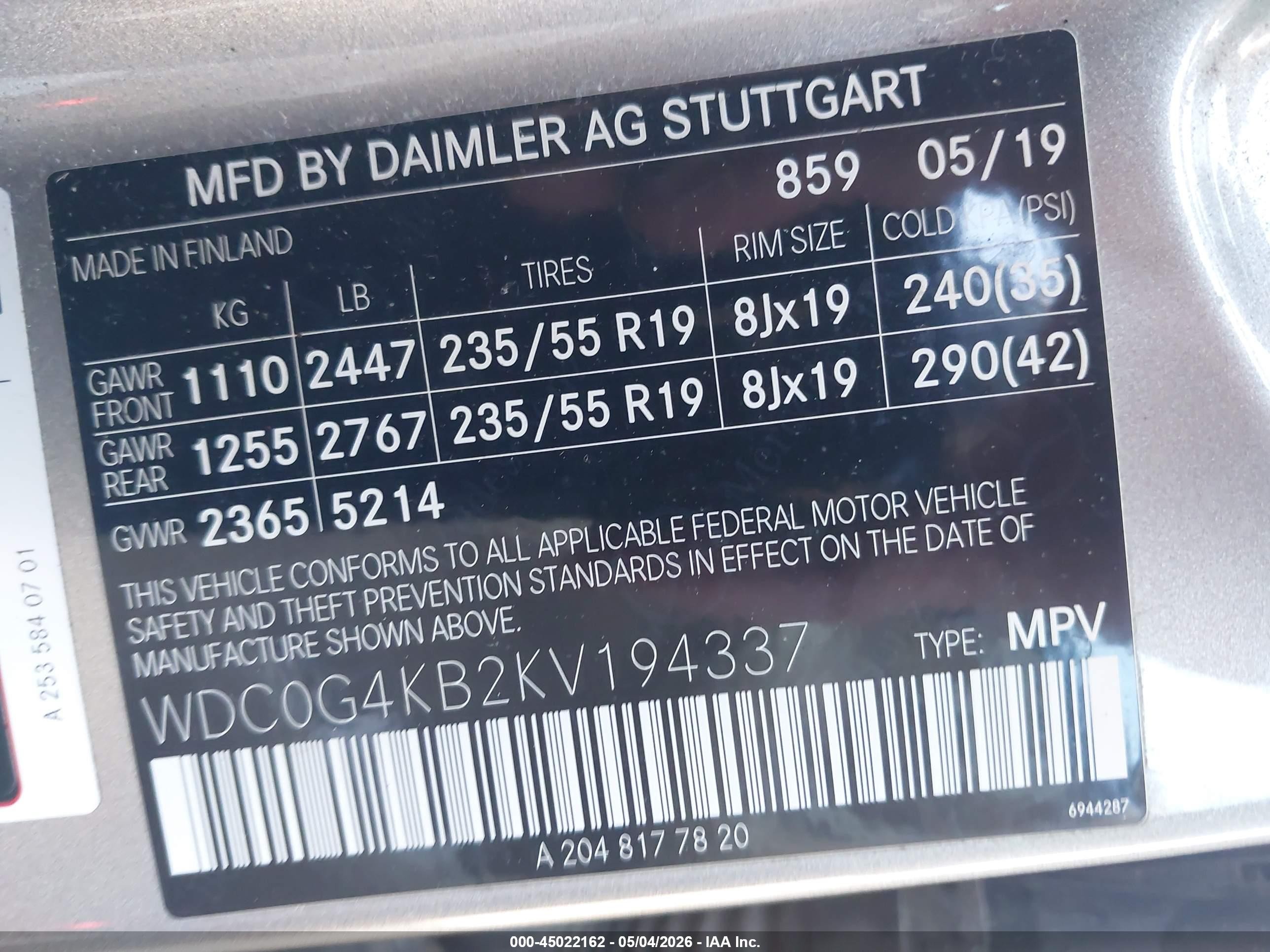 2019 Mercedes-benz Glc 300 4matic Gold vin: WDC0G4KB2KV194337