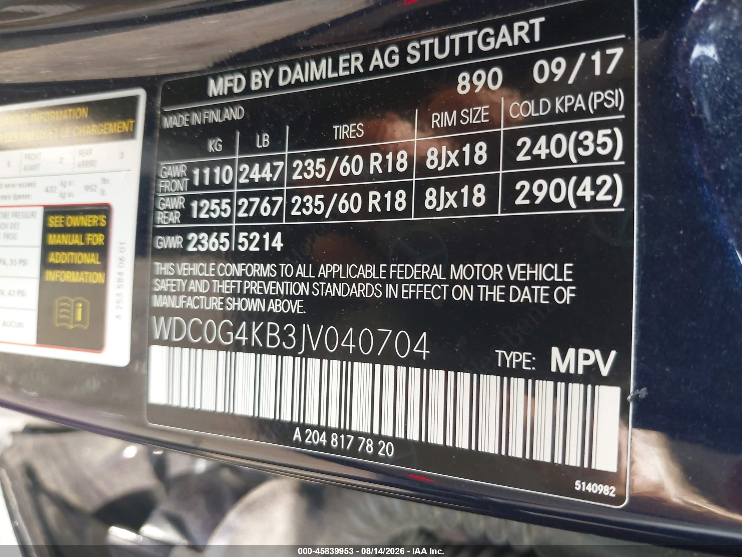 2018 Mercedes-benz Glc 300 4matic Blue vin: WDC0G4KB3JV040704