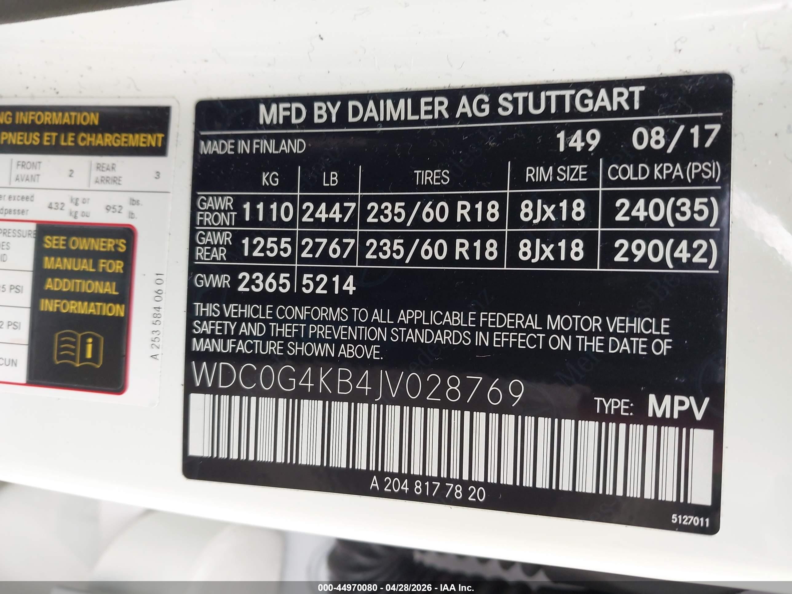 2018 Mercedes-benz Glc 300 4matic White vin: WDC0G4KB4JV028769