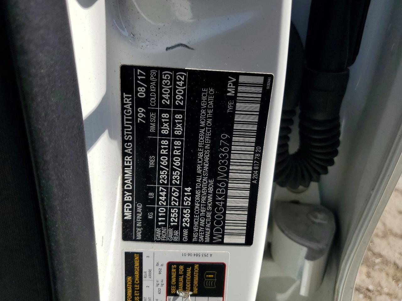 2018 Mercedes-benz Glc 300 4matic White vin: WDC0G4KB6JV033679