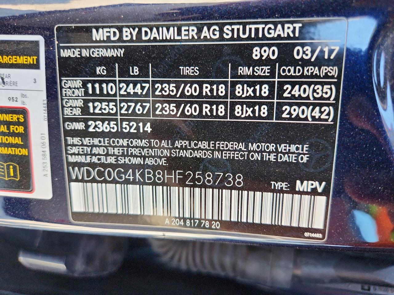 2017 Mercedes-benz Glc 300 4matic Blue vin: WDC0G4KB8HF258738