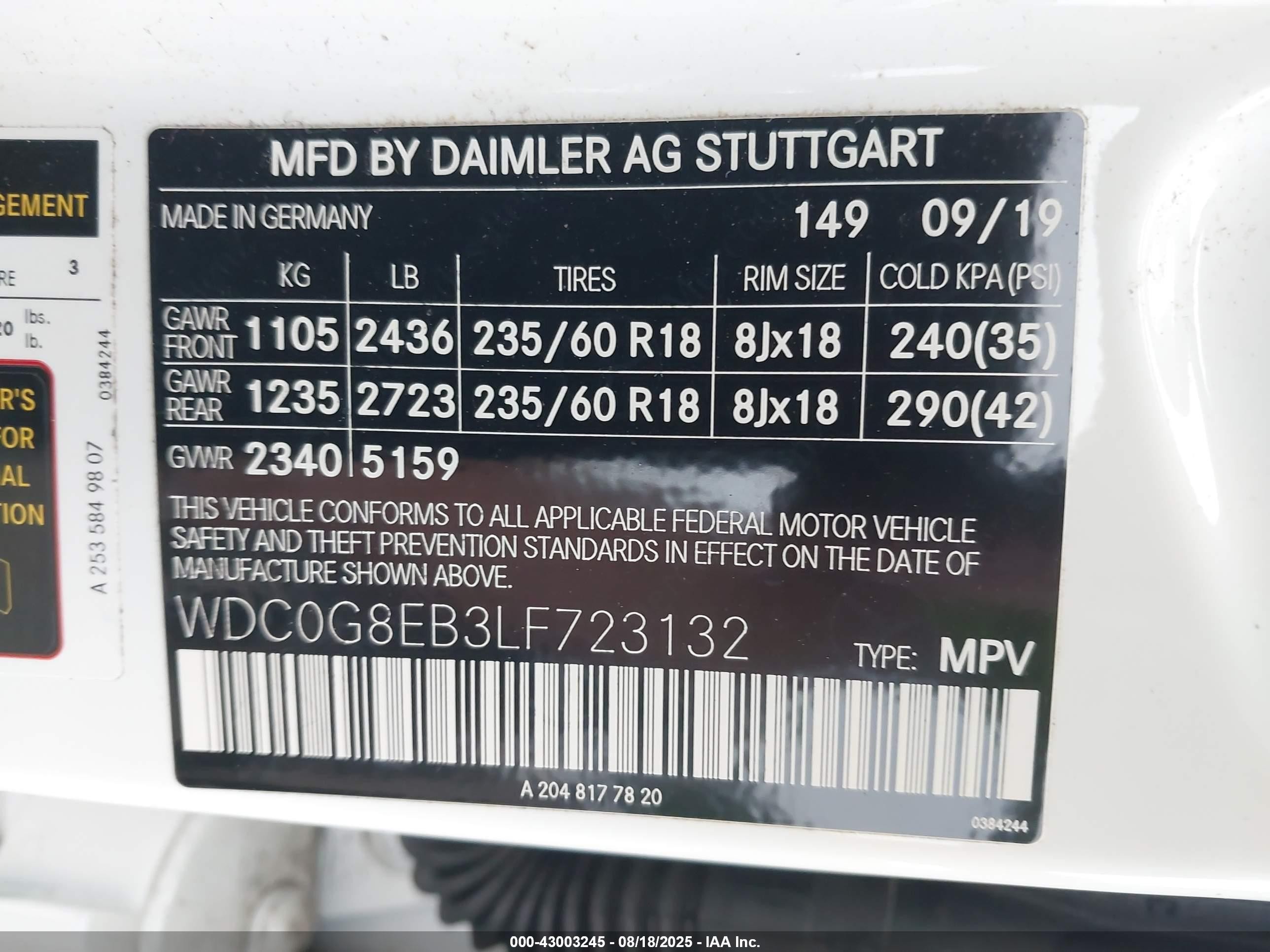 2020 Mercedes-benz Glc 300 4matic White vin: WDC0G8EB3LF723132