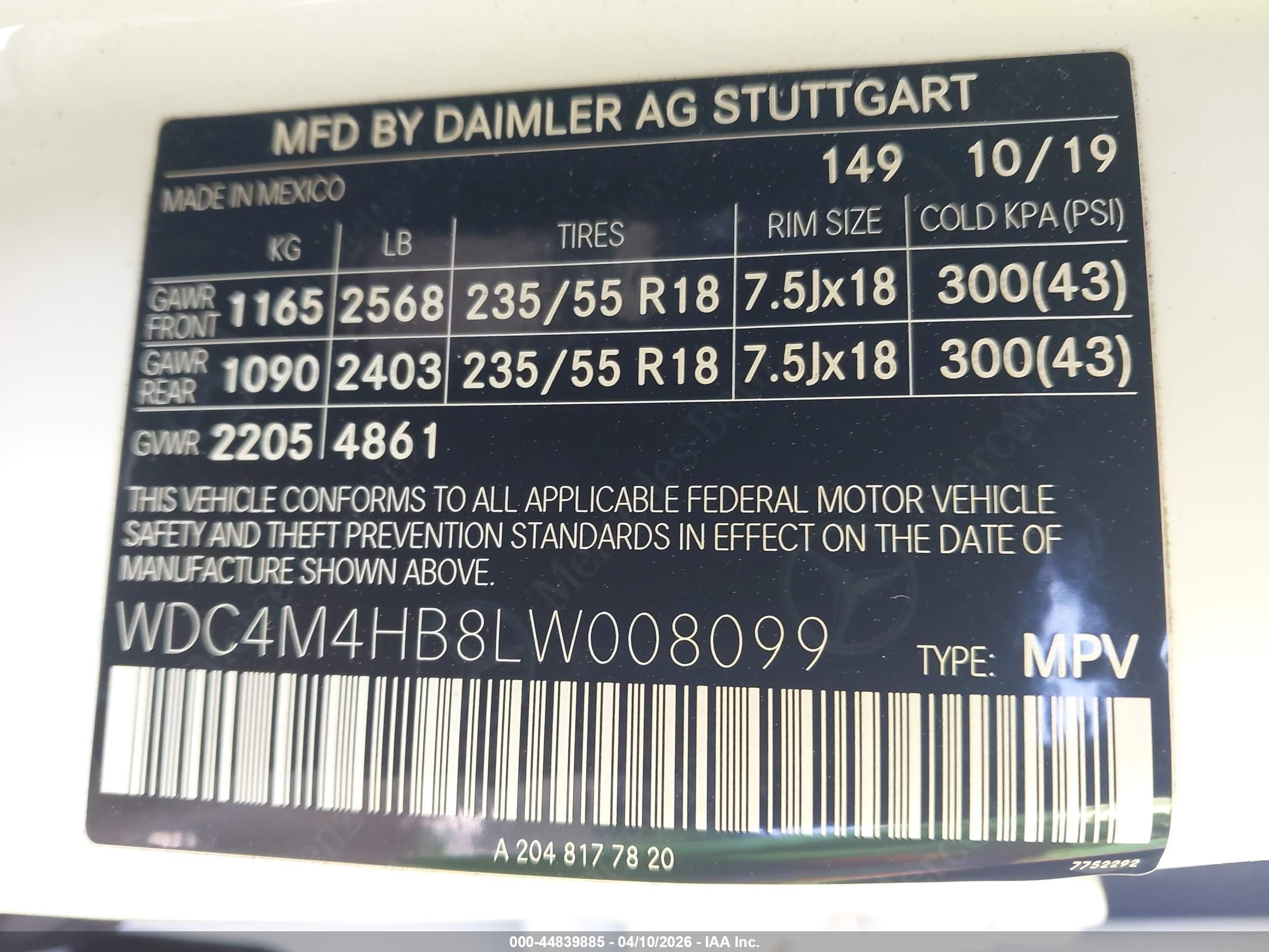 2020 Mercedes-benz Glb 250 4matic Белый vin: WDC4M4HB8LW008099