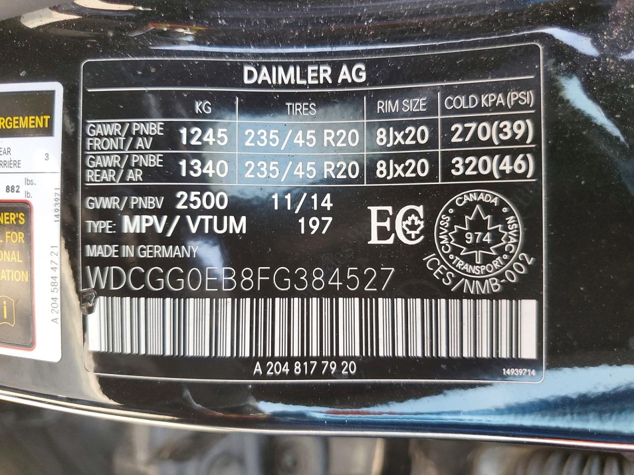 2015 Mercedes-benz Glk 250 Bluetec Black vin: WDCGG0EB8FG384527