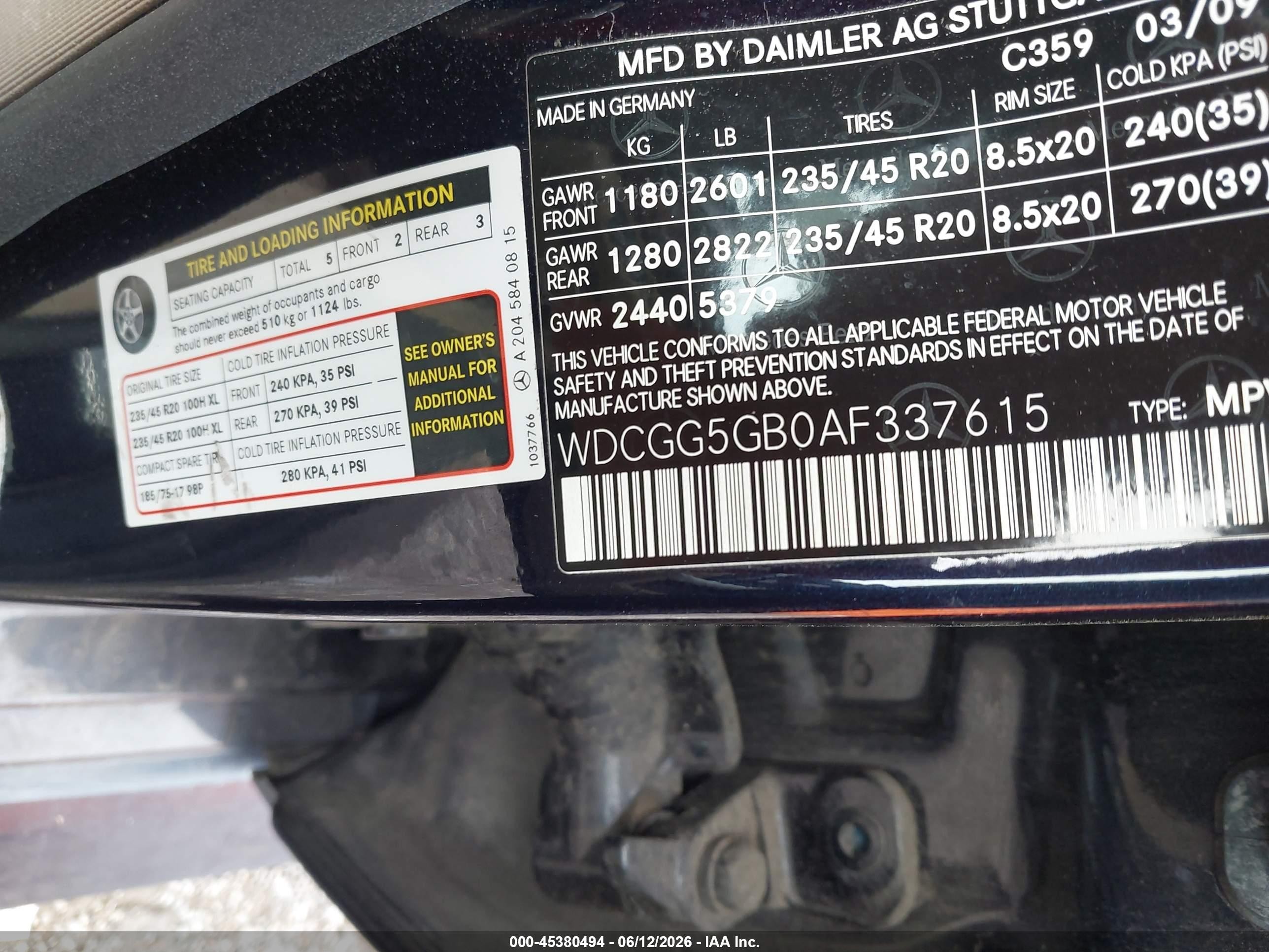 2010 Mercedes-benz Glk 350   Черный vin: WDCGG5GB0AF337615
