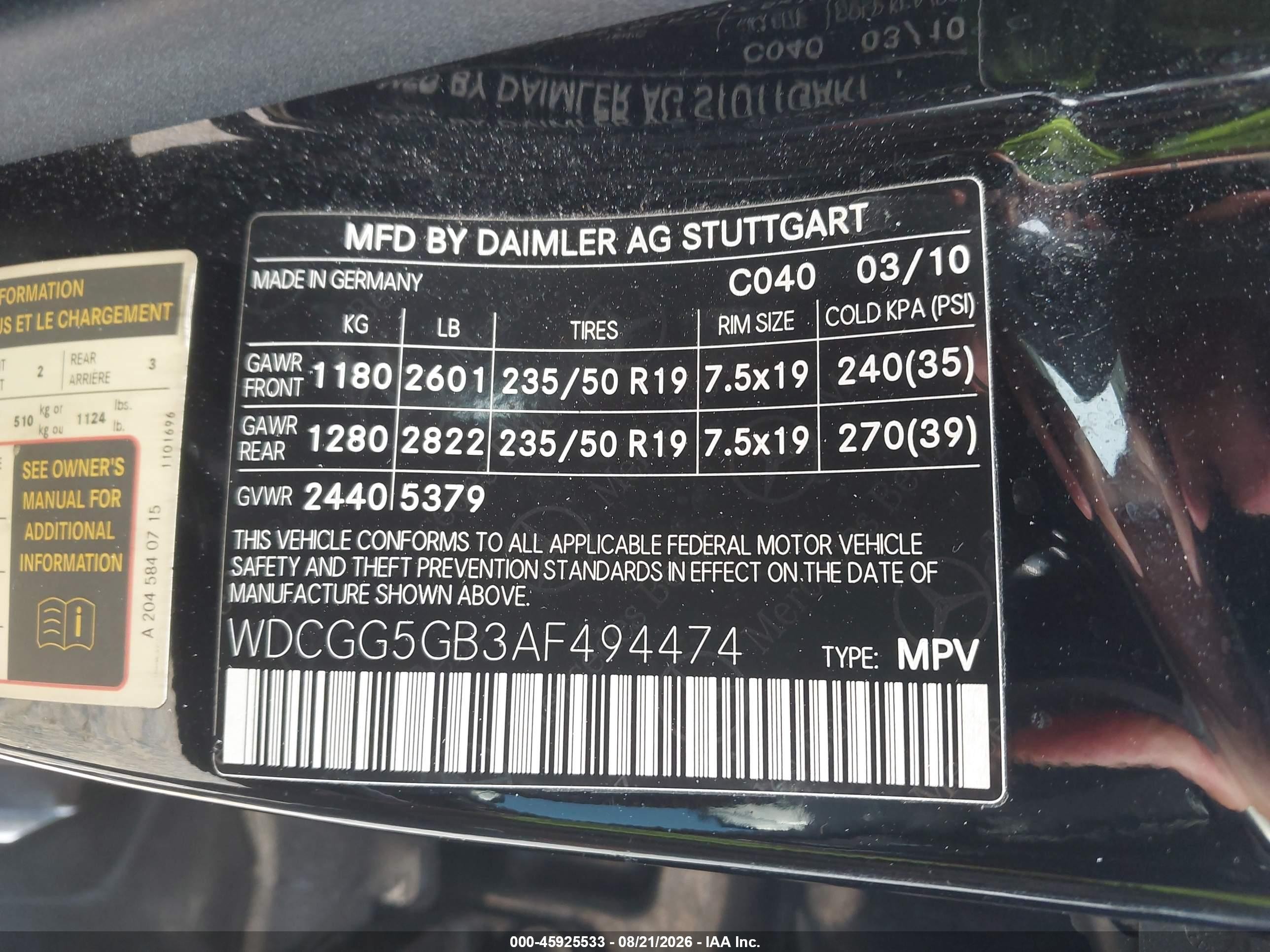 2010 Mercedes-benz Glk 350   Black vin: WDCGG5GB3AF494474