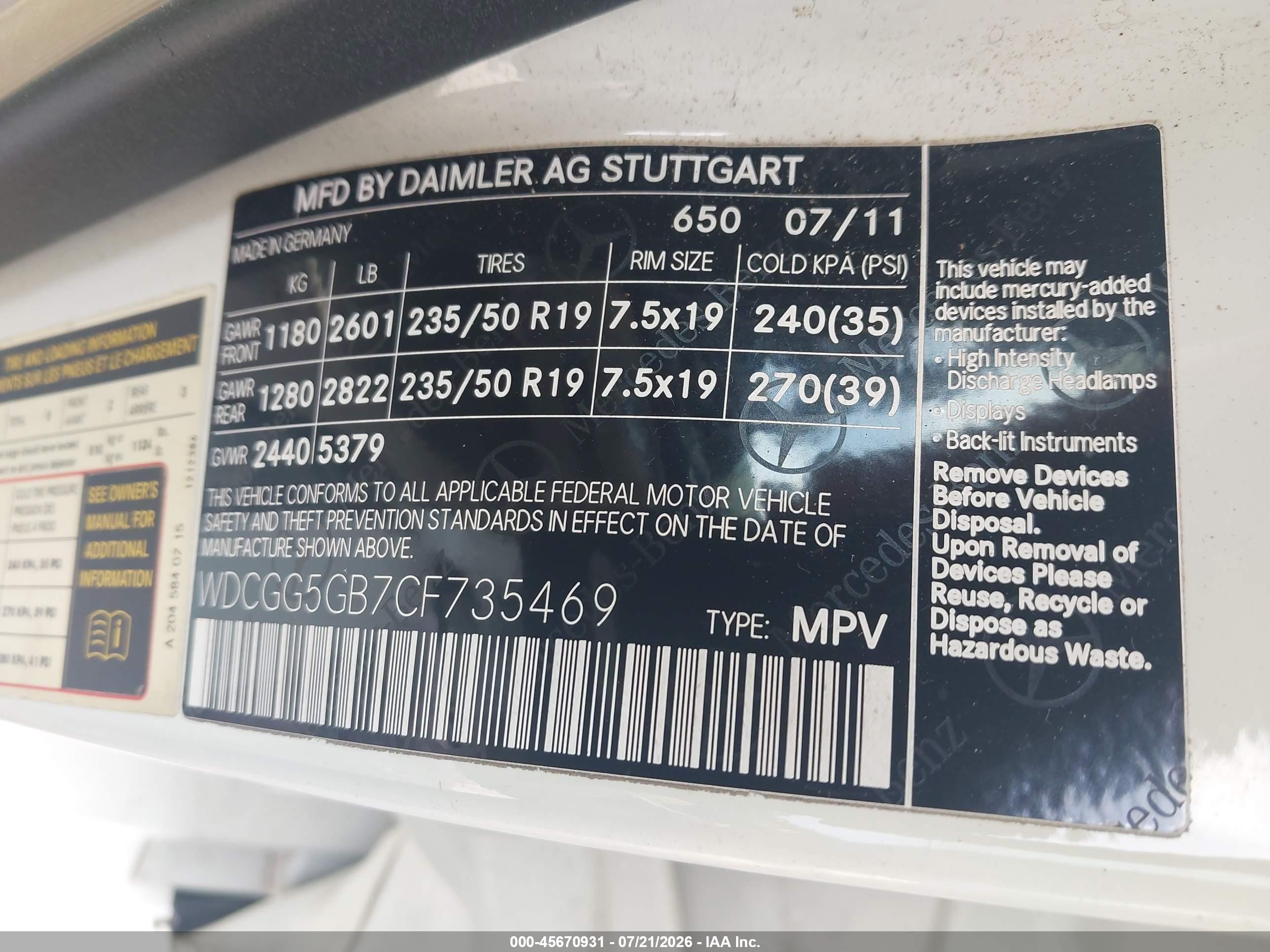 2012 Mercedes-benz Glk 350 White vin: WDCGG5GB7CF735469